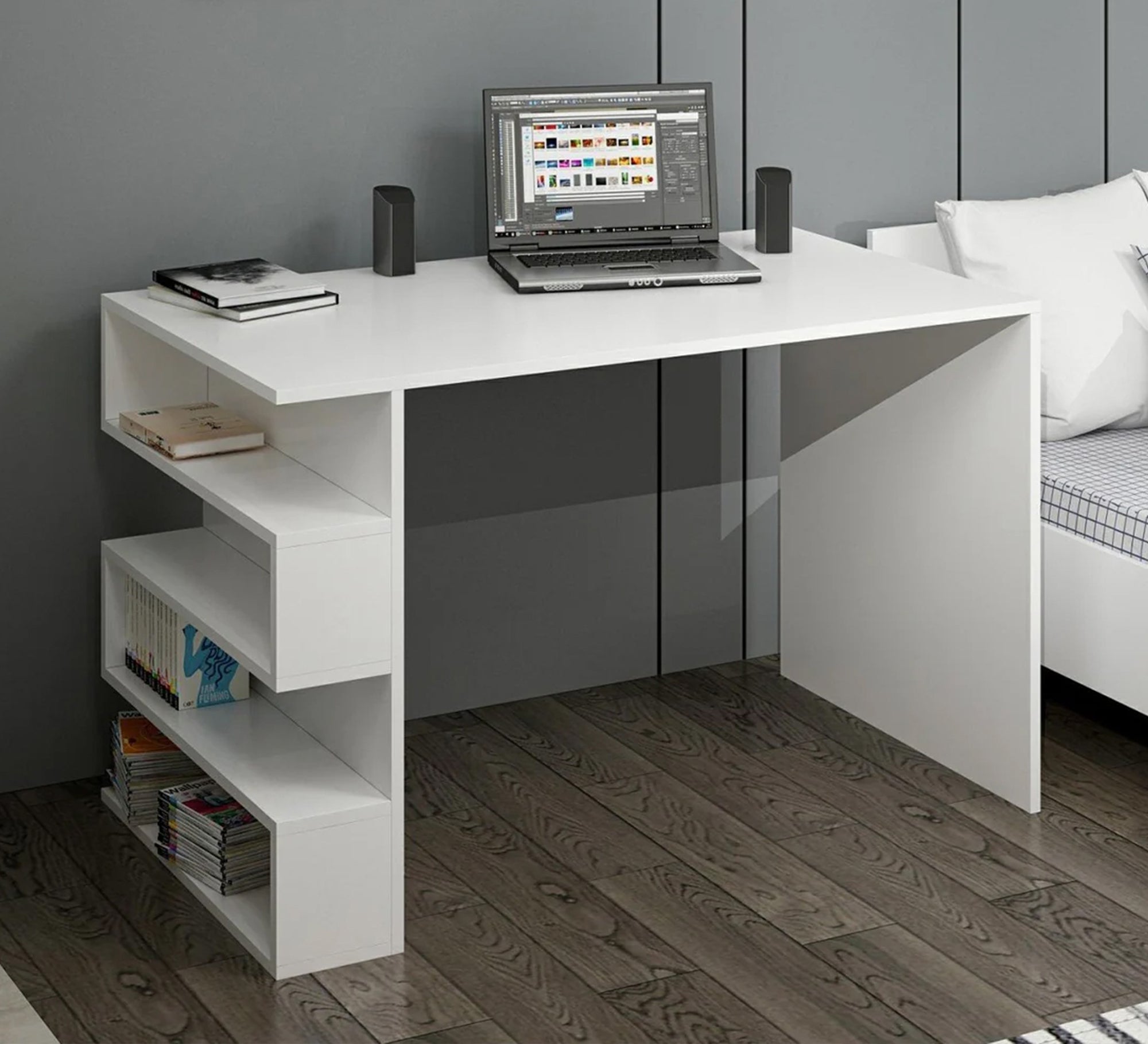 Modern bedroom in white and gray - Vitrine Furniture - Furniture