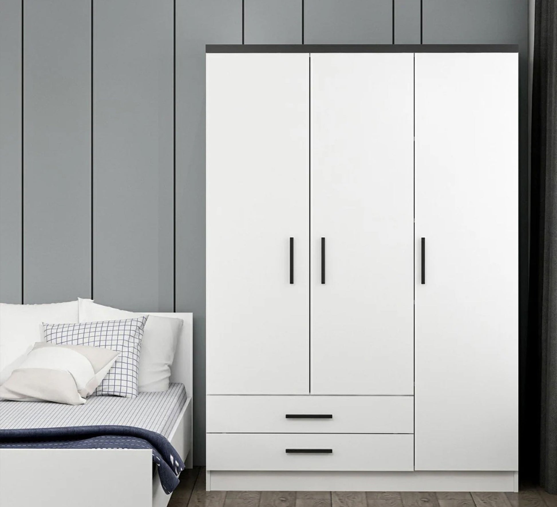 Modern bedroom in white and gray - Vitrine Furniture - Furniture