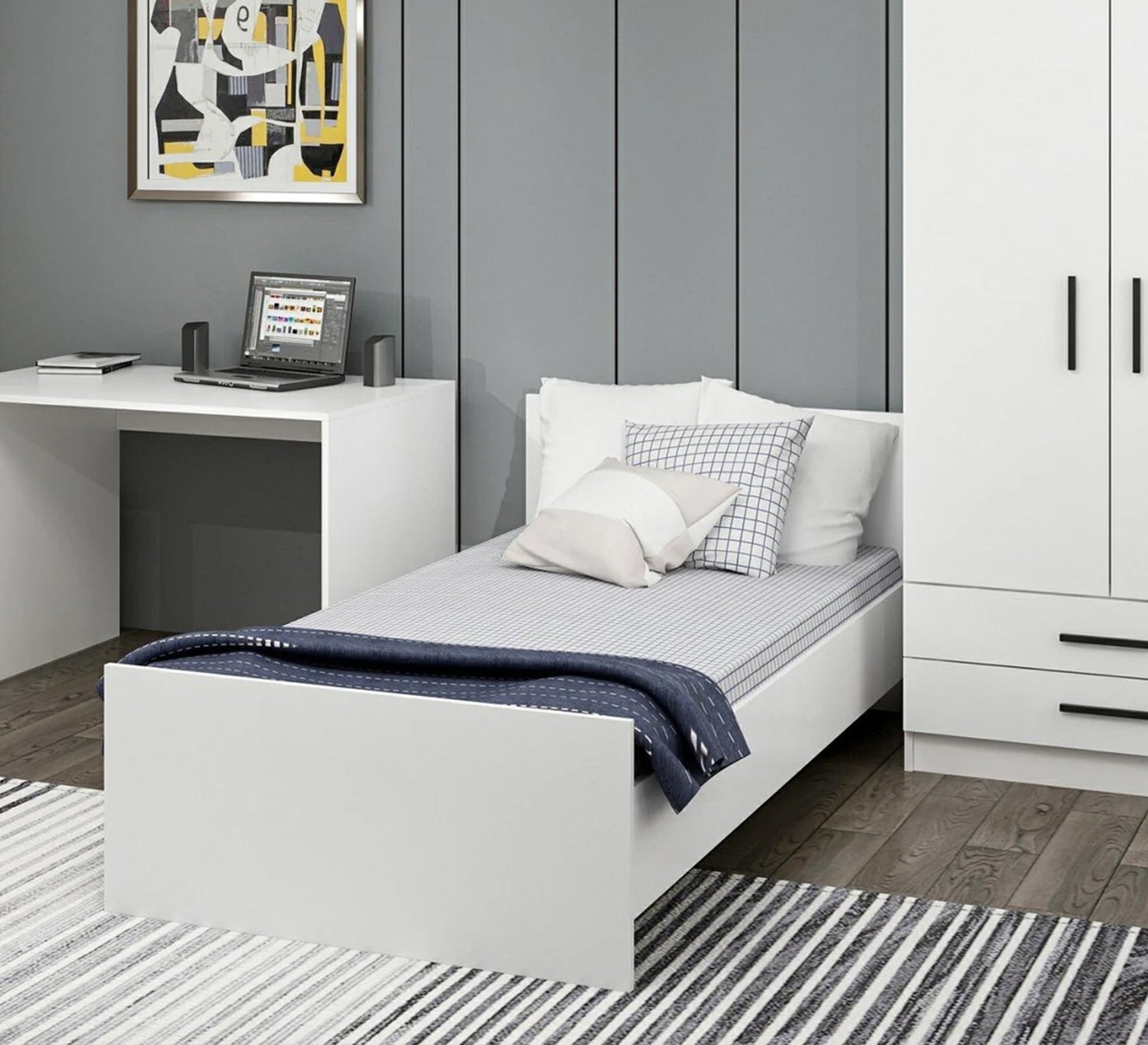 Modern bedroom in white and gray - Vitrine Furniture - Furniture