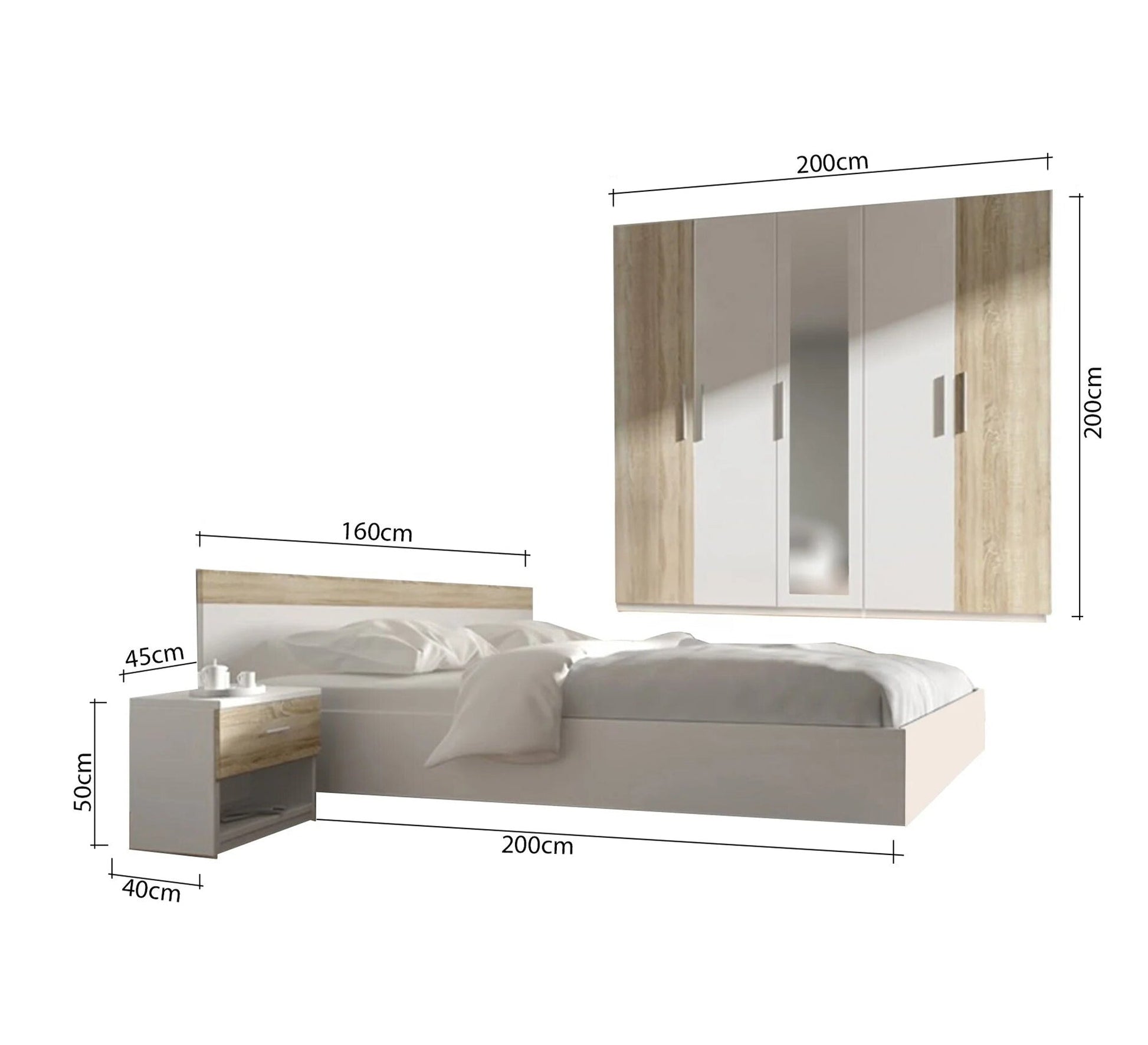 Modern bedroom with a contemporary white and wood touch - Vitrine Furniture - Furniture