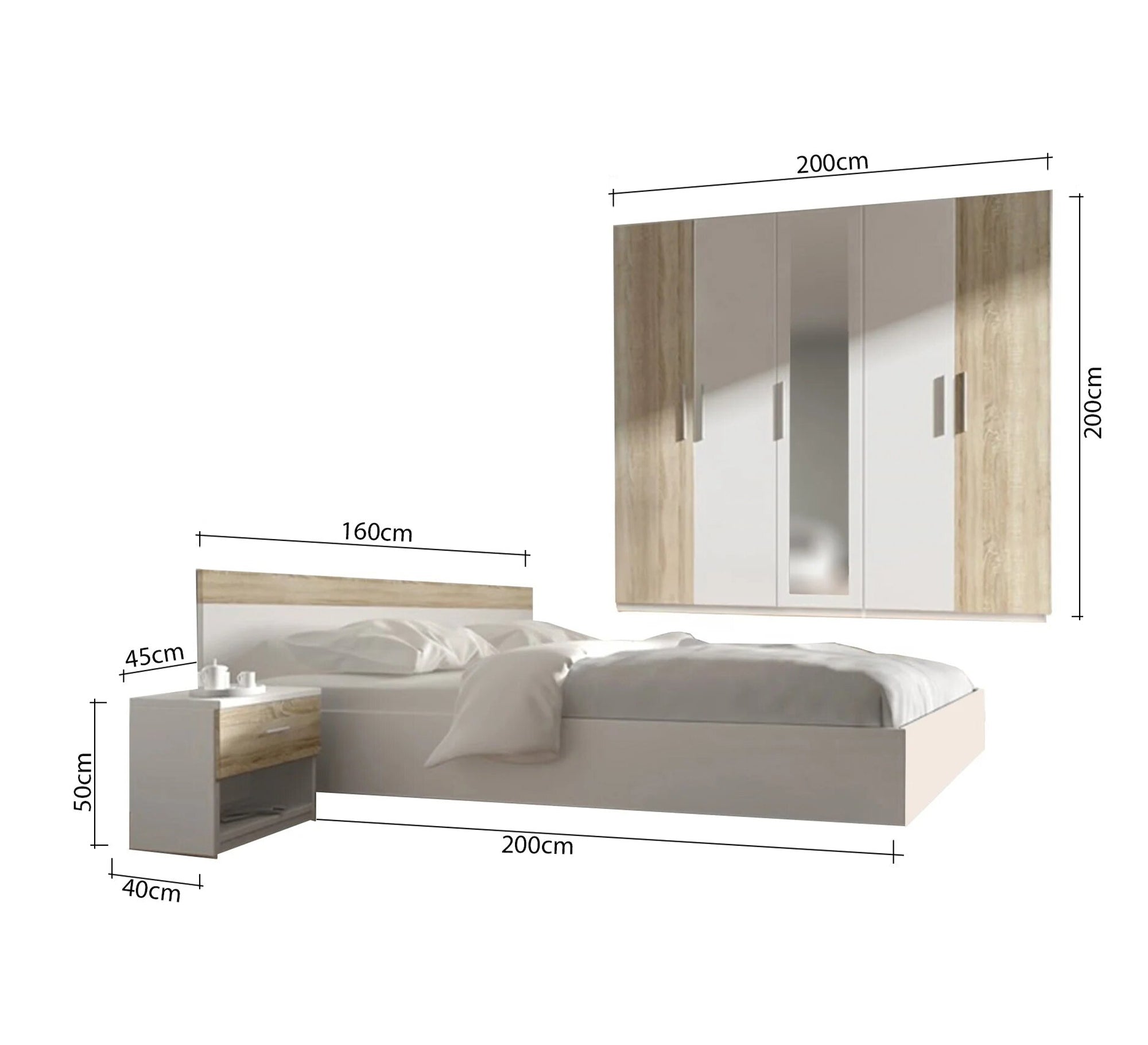 Modern bedroom with a contemporary white and wood touch - Vitrine Furniture - Furniture