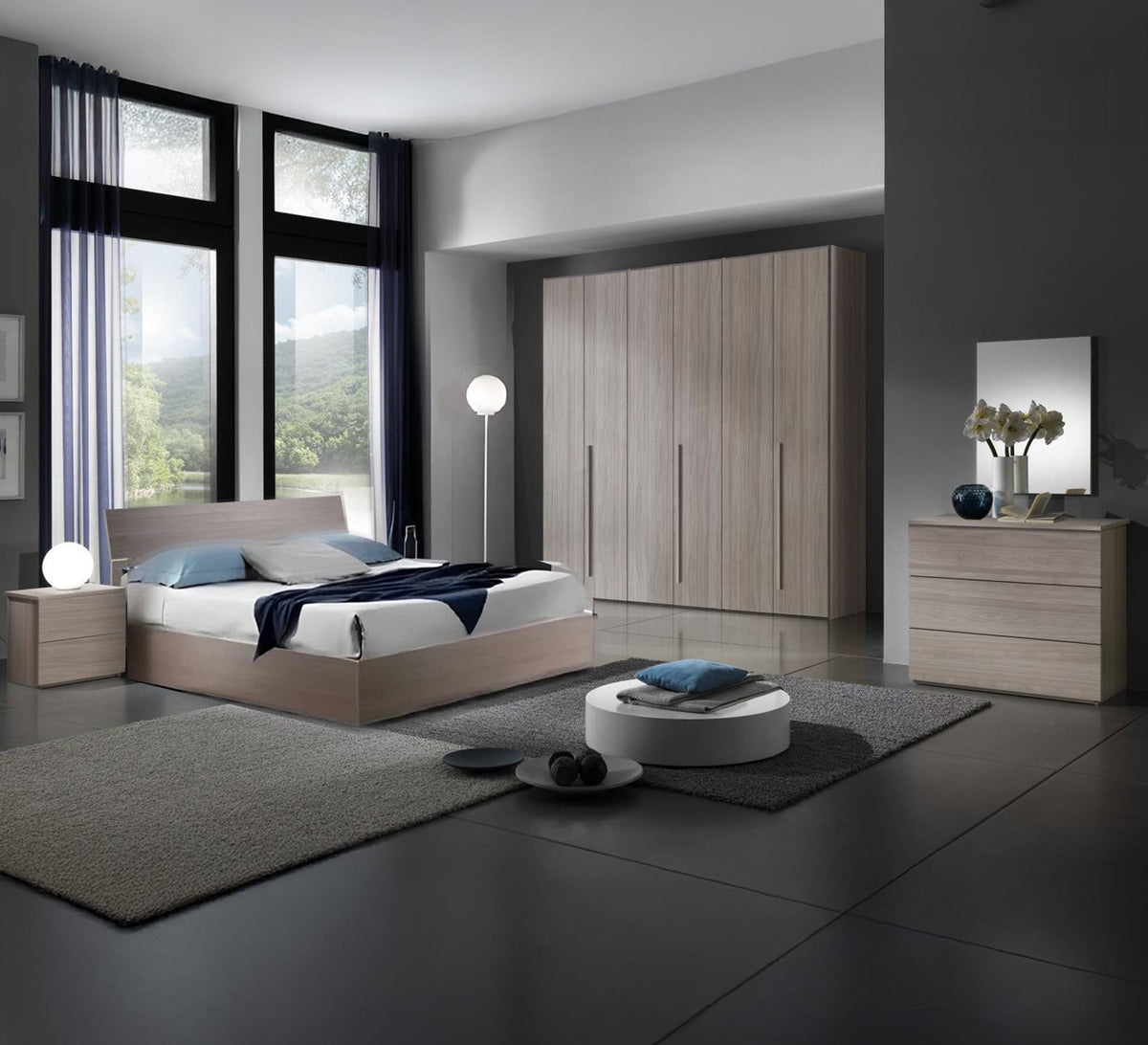 Modern bedroom with a distinctive artistic touch - Vitrine Furniture - Master Bedroom Set