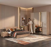 Modern bedroom with elegant wood tones - Vitrine Furniture - Master Bedroom Set