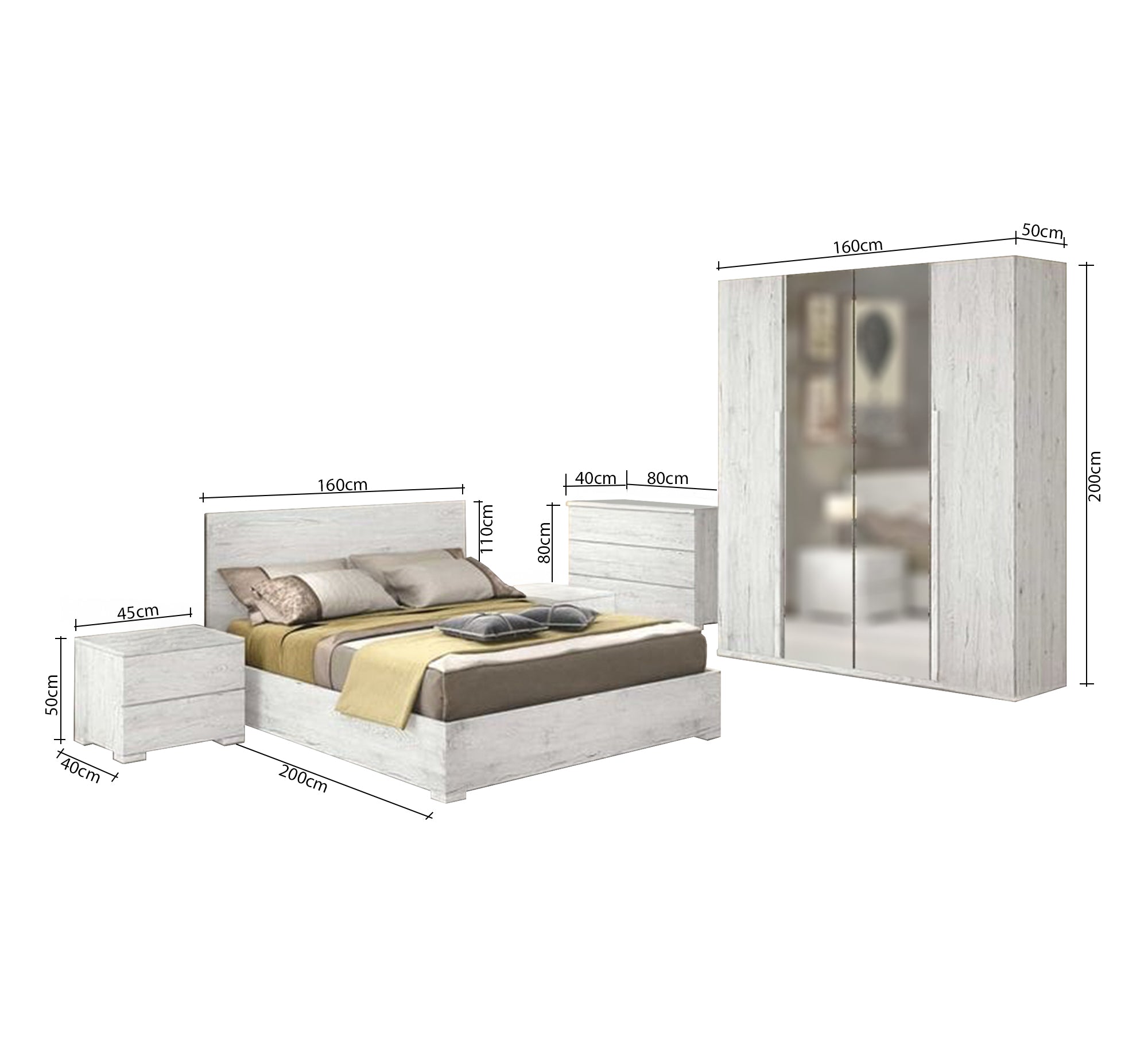 Modern bedroom with rustic design and light colors - Vitrine Furniture - Furniture