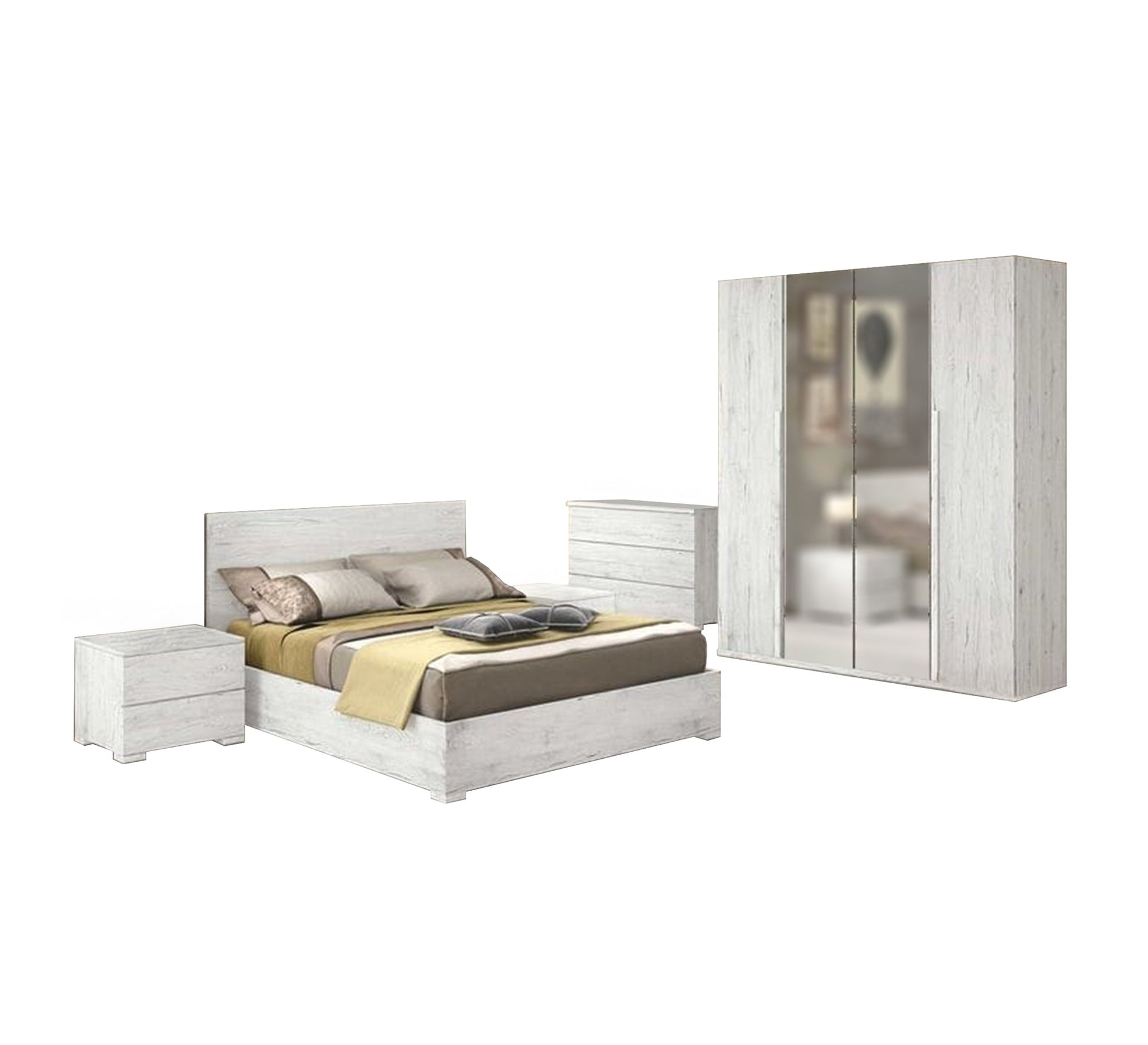 Modern bedroom with rustic design and light colors - Vitrine Furniture - Furniture