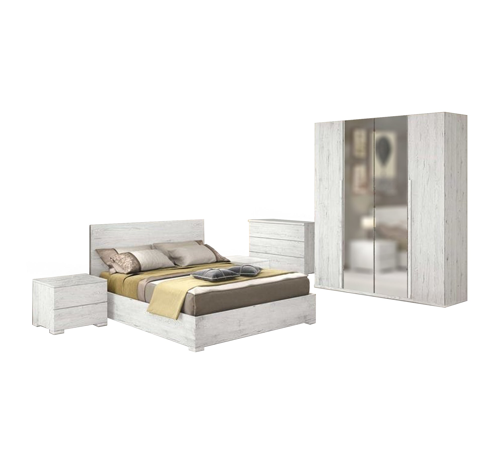 Modern bedroom with rustic design and light colors - Vitrine Furniture - Furniture