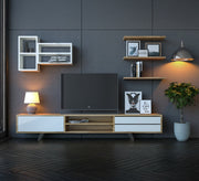 Modern beige and white TV unit with simple open shelves - Vitrine Furniture - Furniture