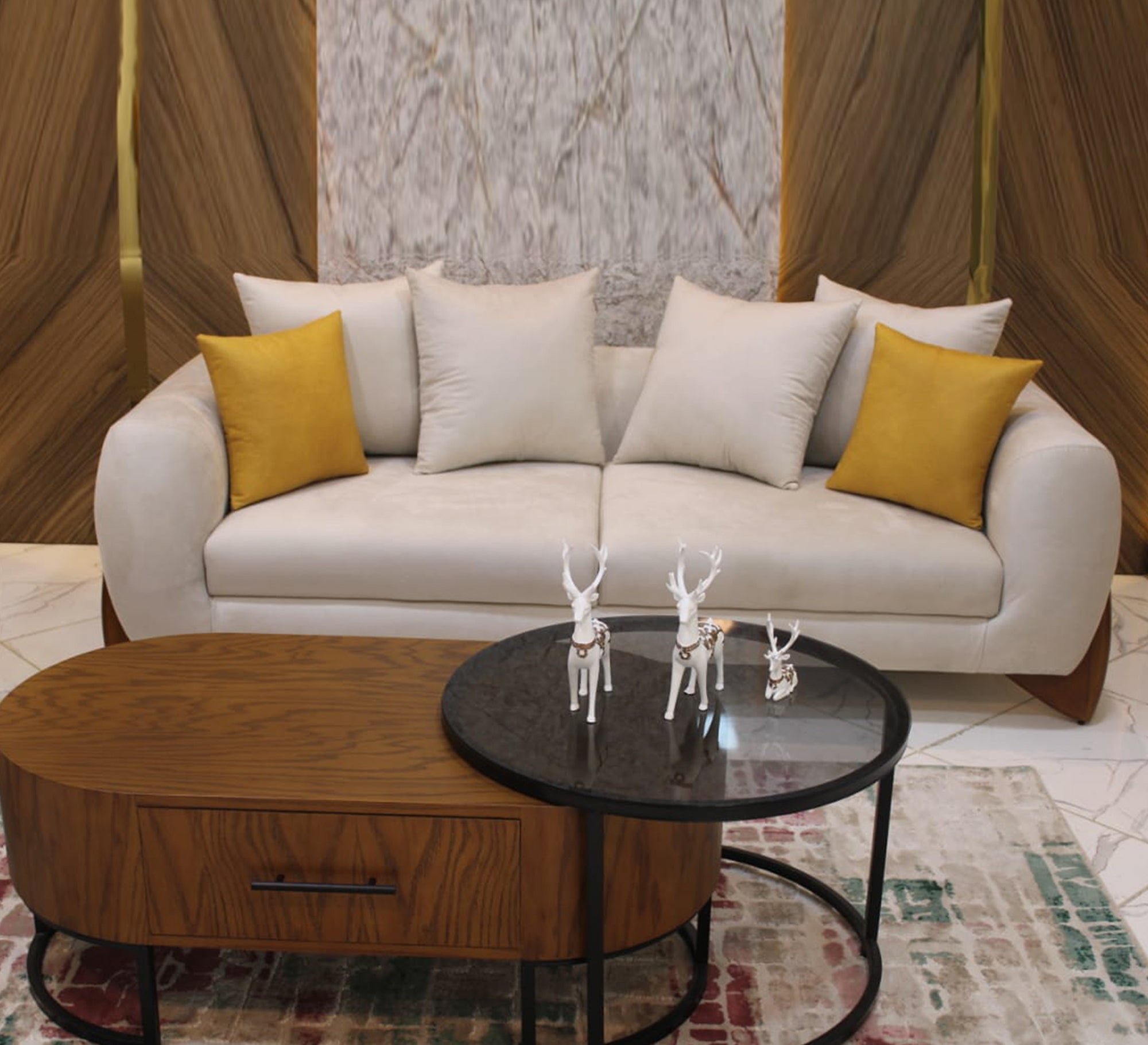 Modern beige living room - Vitrine Furniture - Furniture