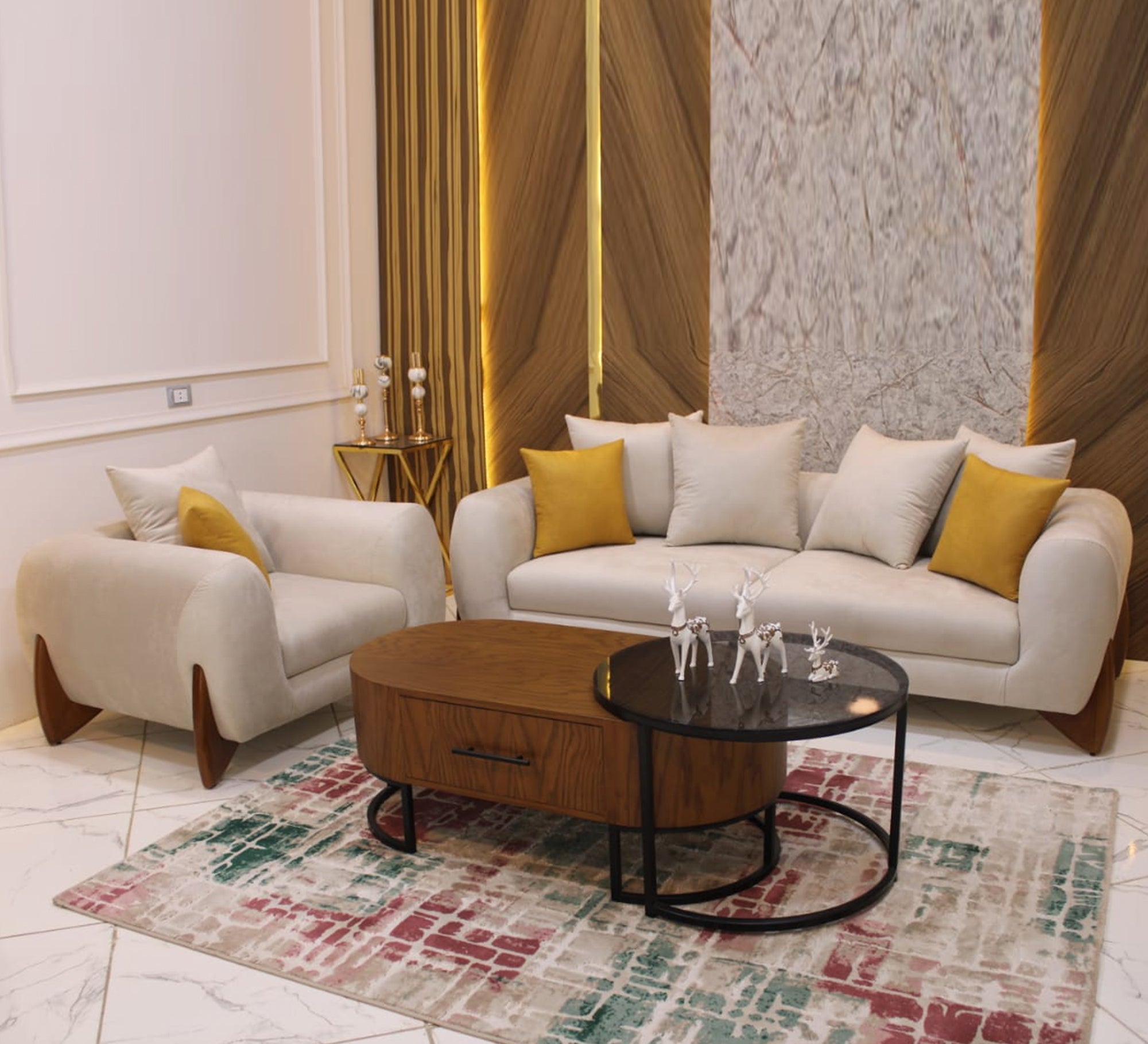 Modern beige living room - Vitrine Furniture - Furniture