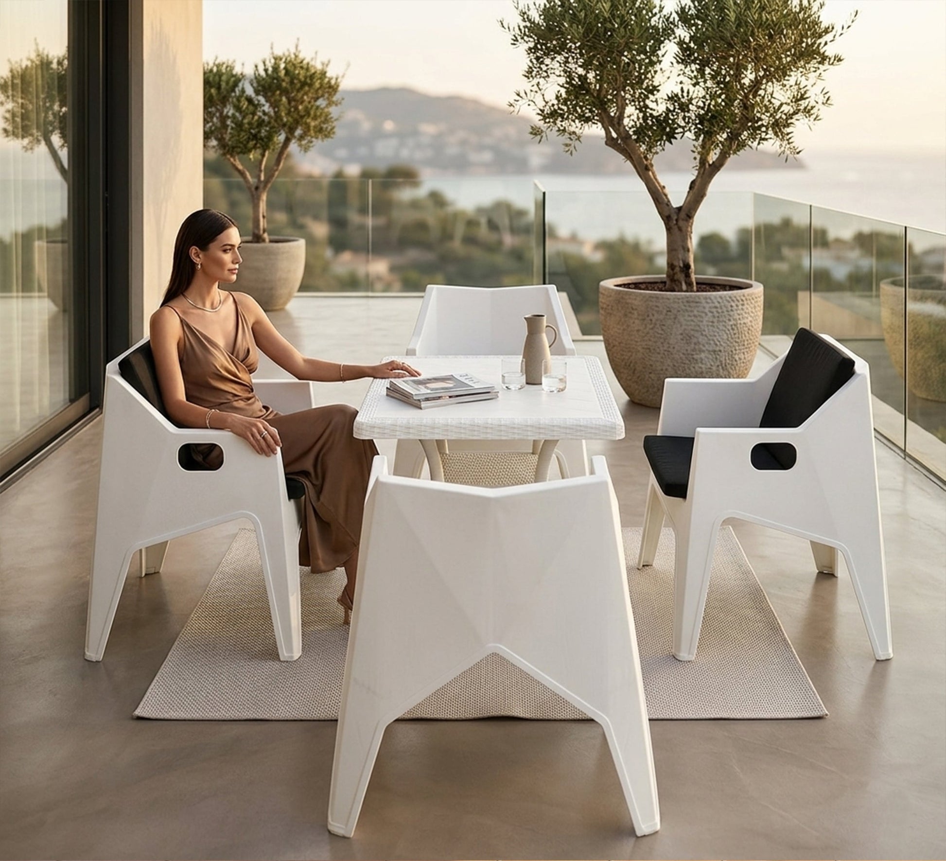 Modern black and white geometric dining set - Vitrine Furniture - Outdoor Dining Sets