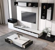 Modern black and white TV organizer and coffee table - Vitrine Furniture - Furniture