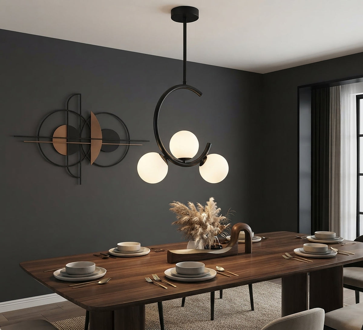 Modern black ceiling chandelier (crescent design) - Vitrine Furniture - Ceiling lights
