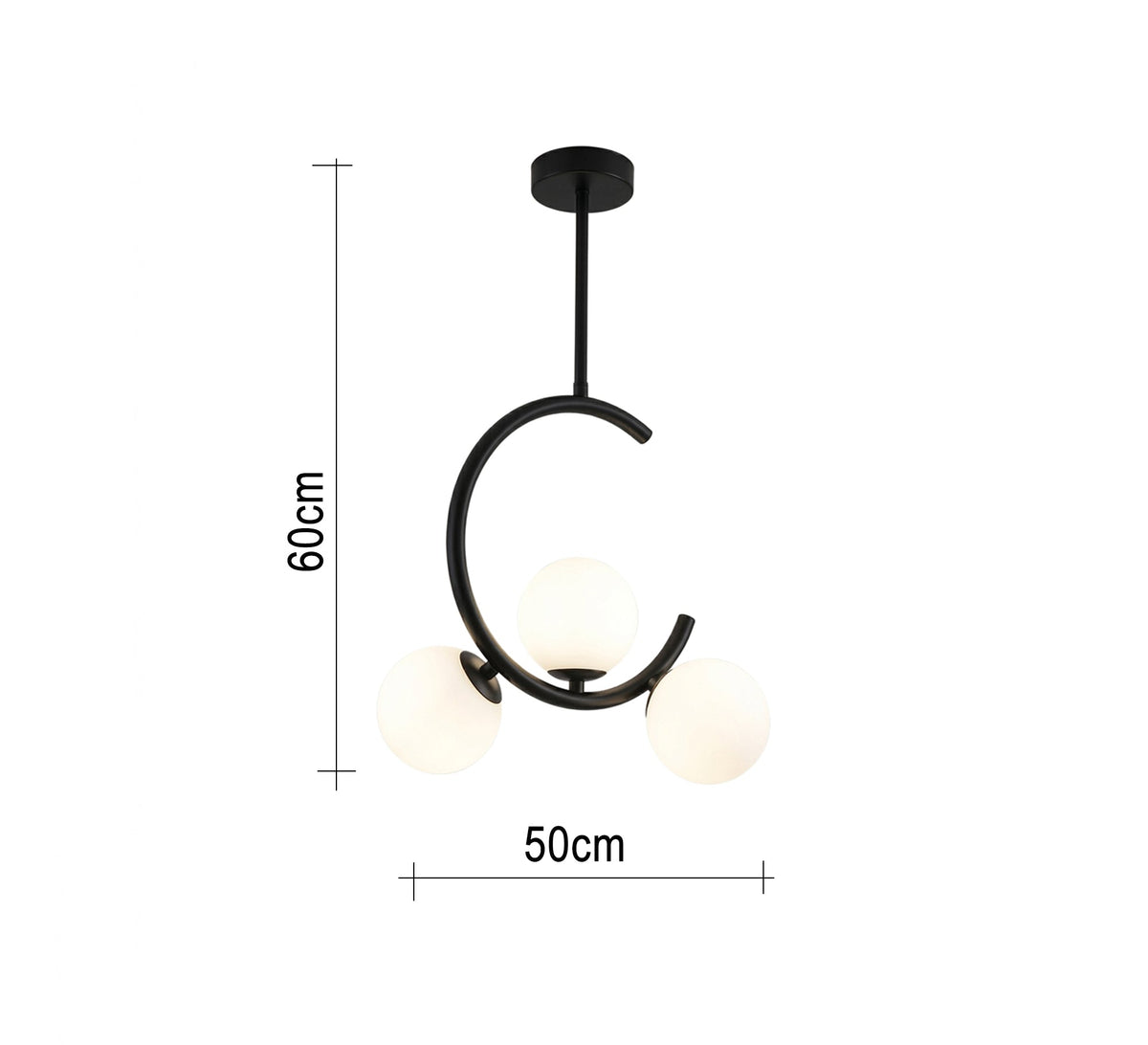 Modern black ceiling chandelier (crescent design) - Vitrine Furniture - Ceiling lights