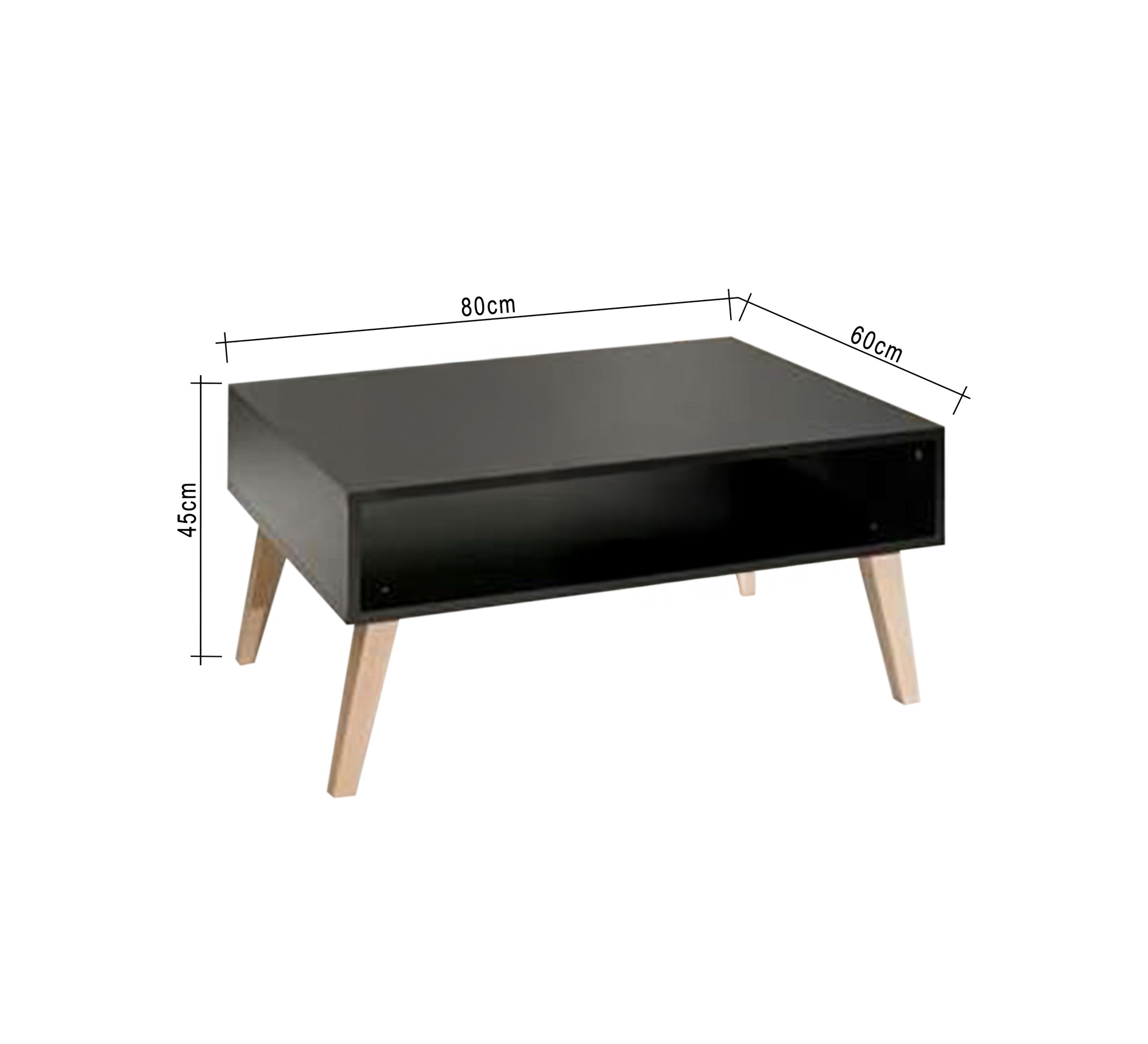 Modern black coffee table with wooden legs - Vitrine Furniture - Furniture