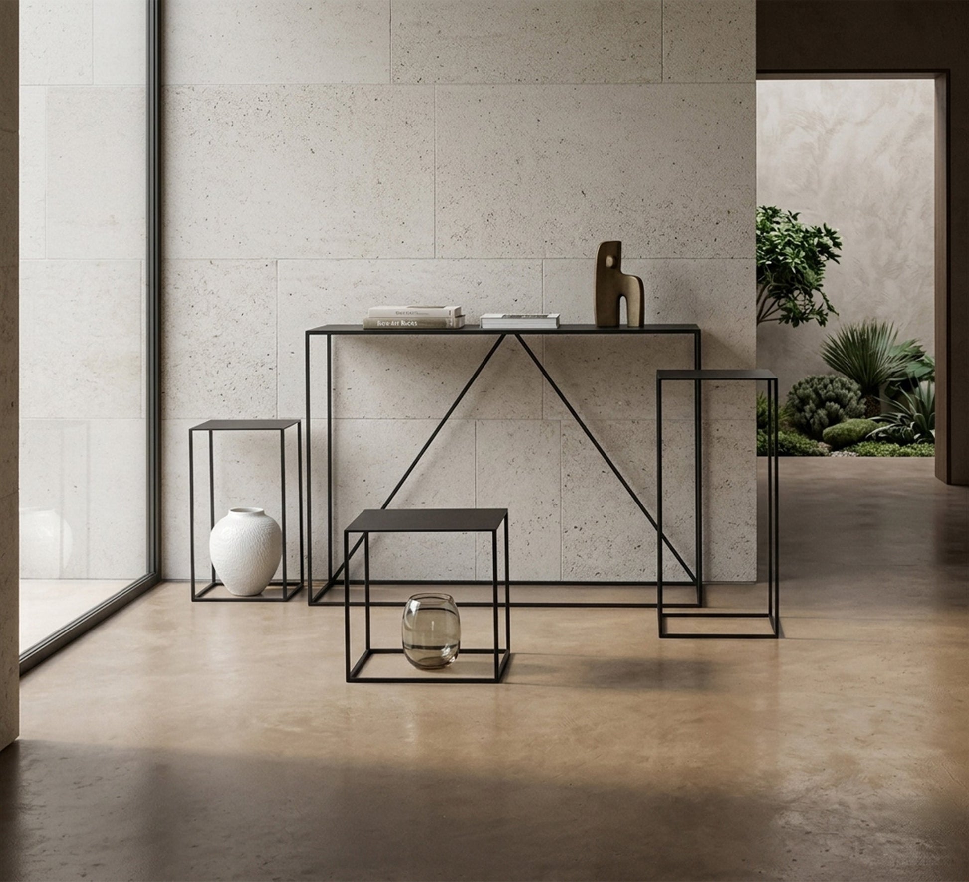 Modern black console set - Vitrine Furniture - Console
