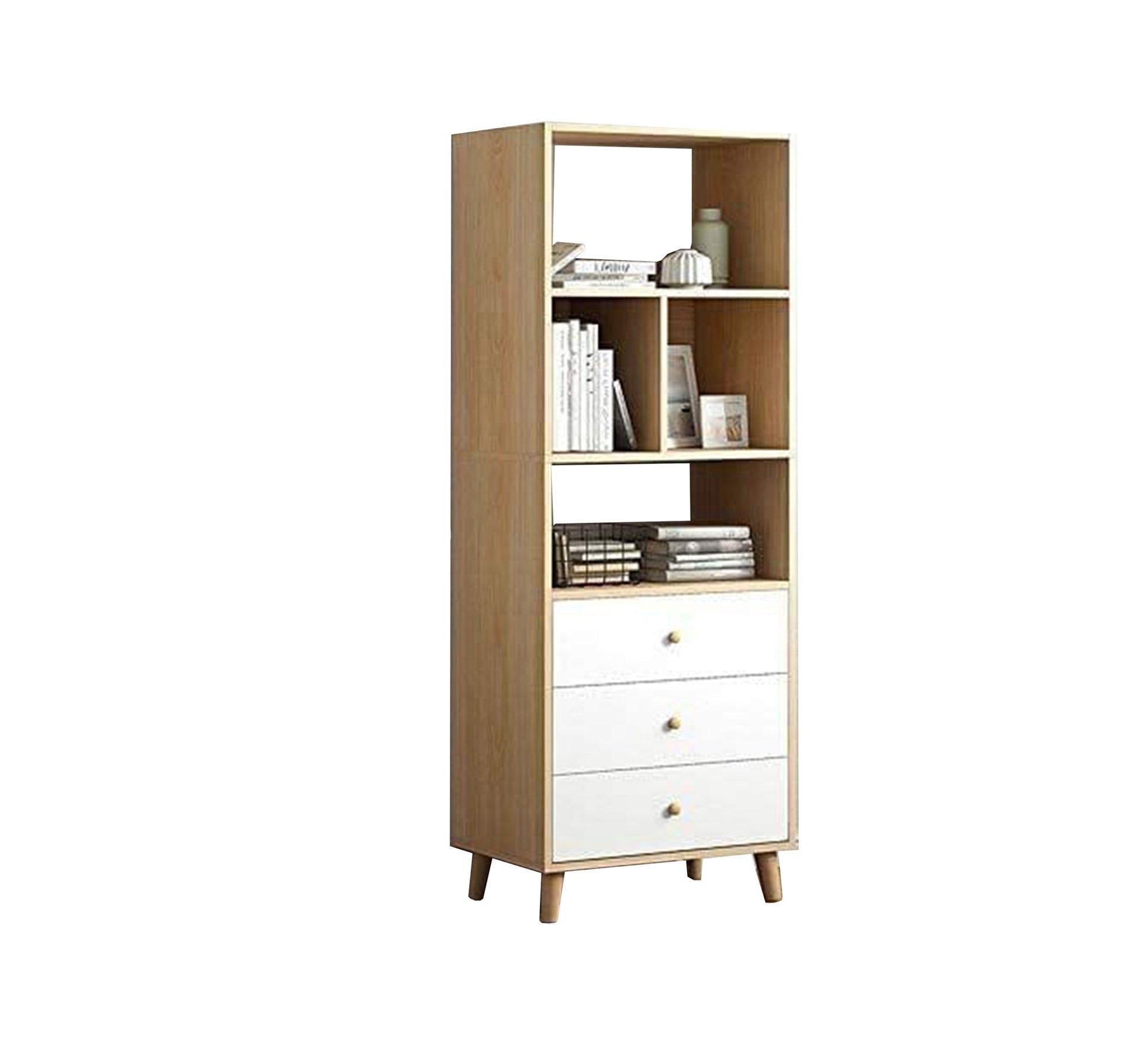 Modern Bookcase with Three Drawers - Vitrine Furniture - Furniture