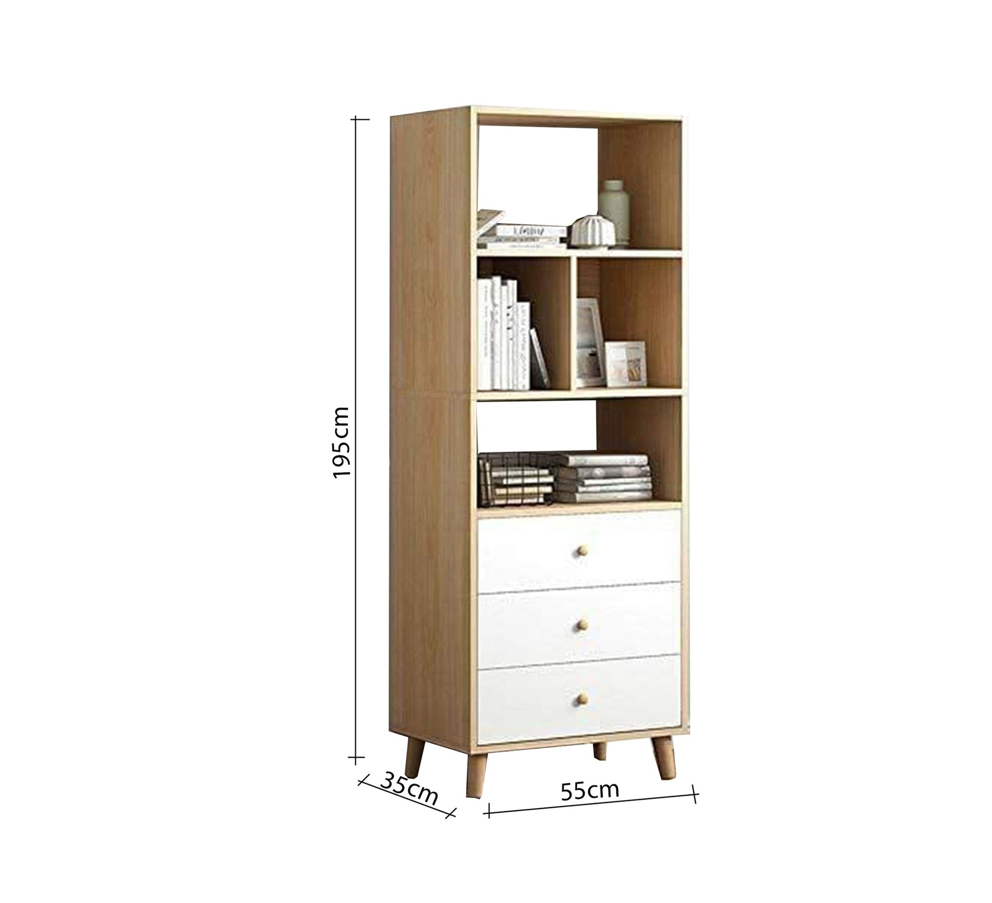Modern Bookcase with Three Drawers - Vitrine Furniture - Furniture