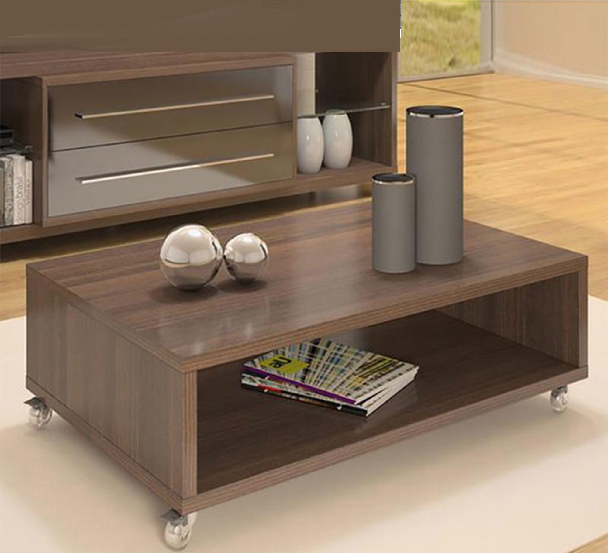 Modern Brown Coffee Table - Sleek & Sturdy - Vitrine Furniture - Furniture