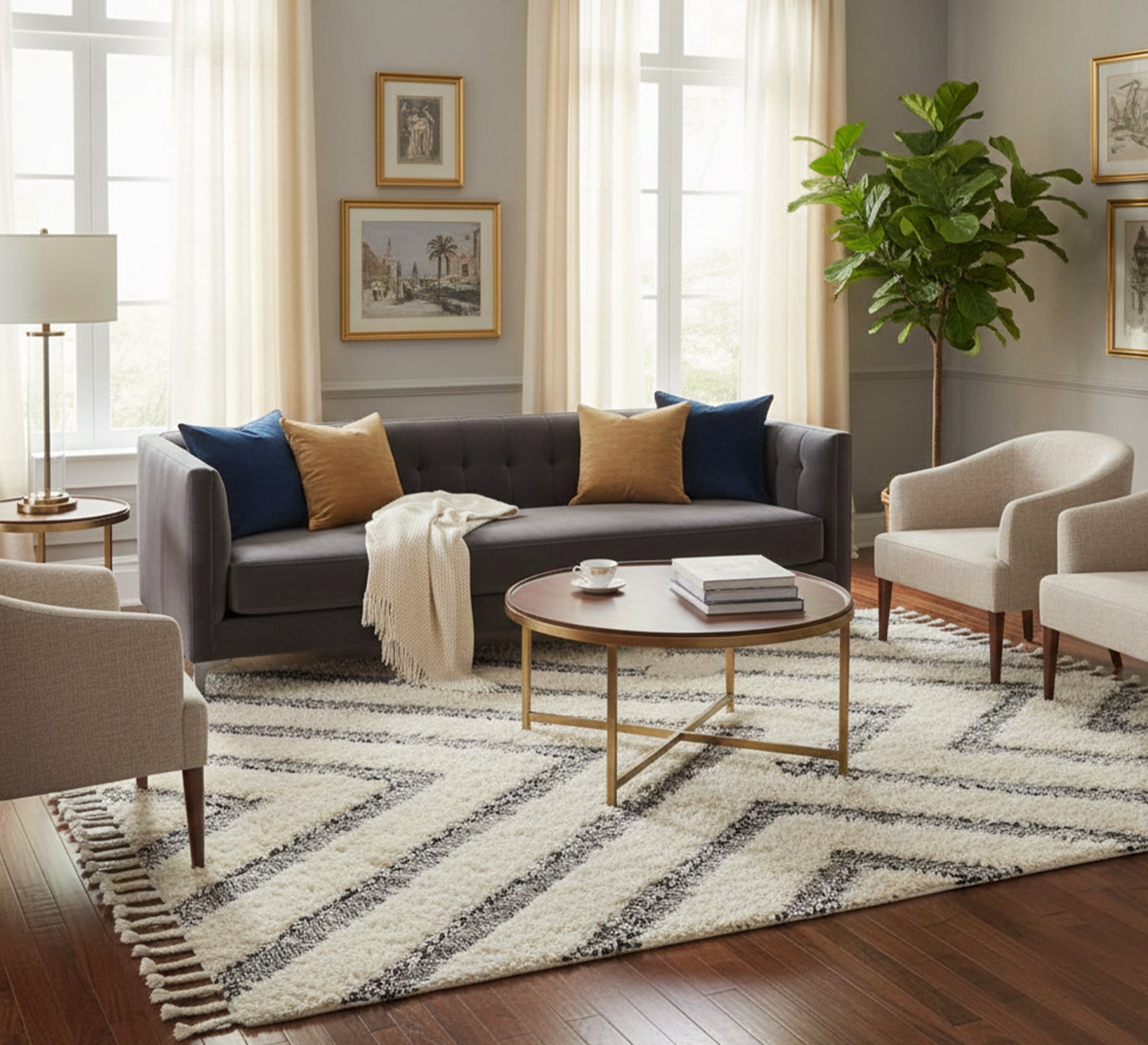 Modern carpet with distinctive, prominent arrow patterns - Vitrine Furniture - Accessories