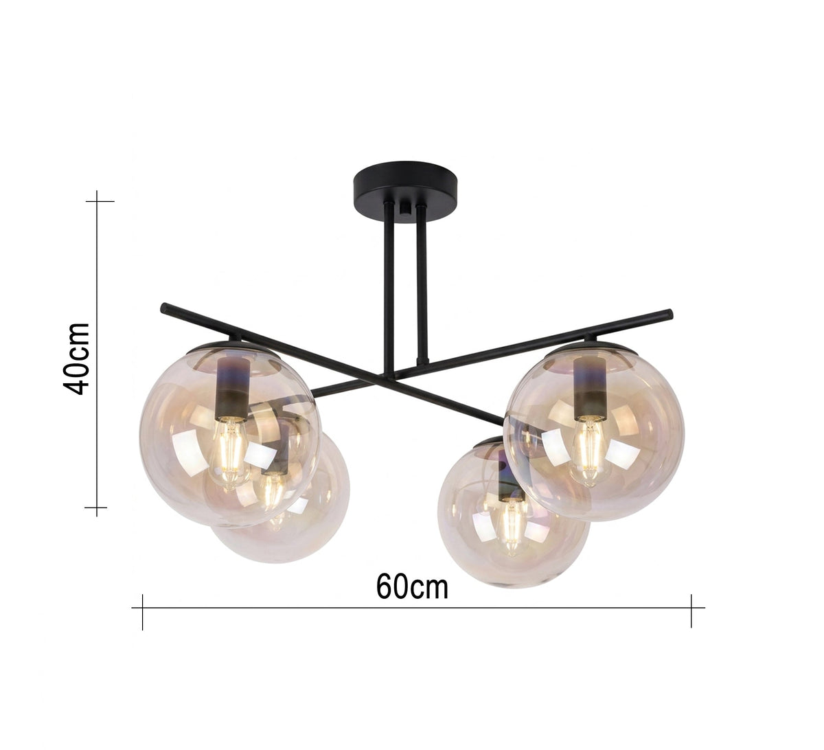 Modern chandelier with an amber glass globe - Vitrine Furniture - Ceiling lights