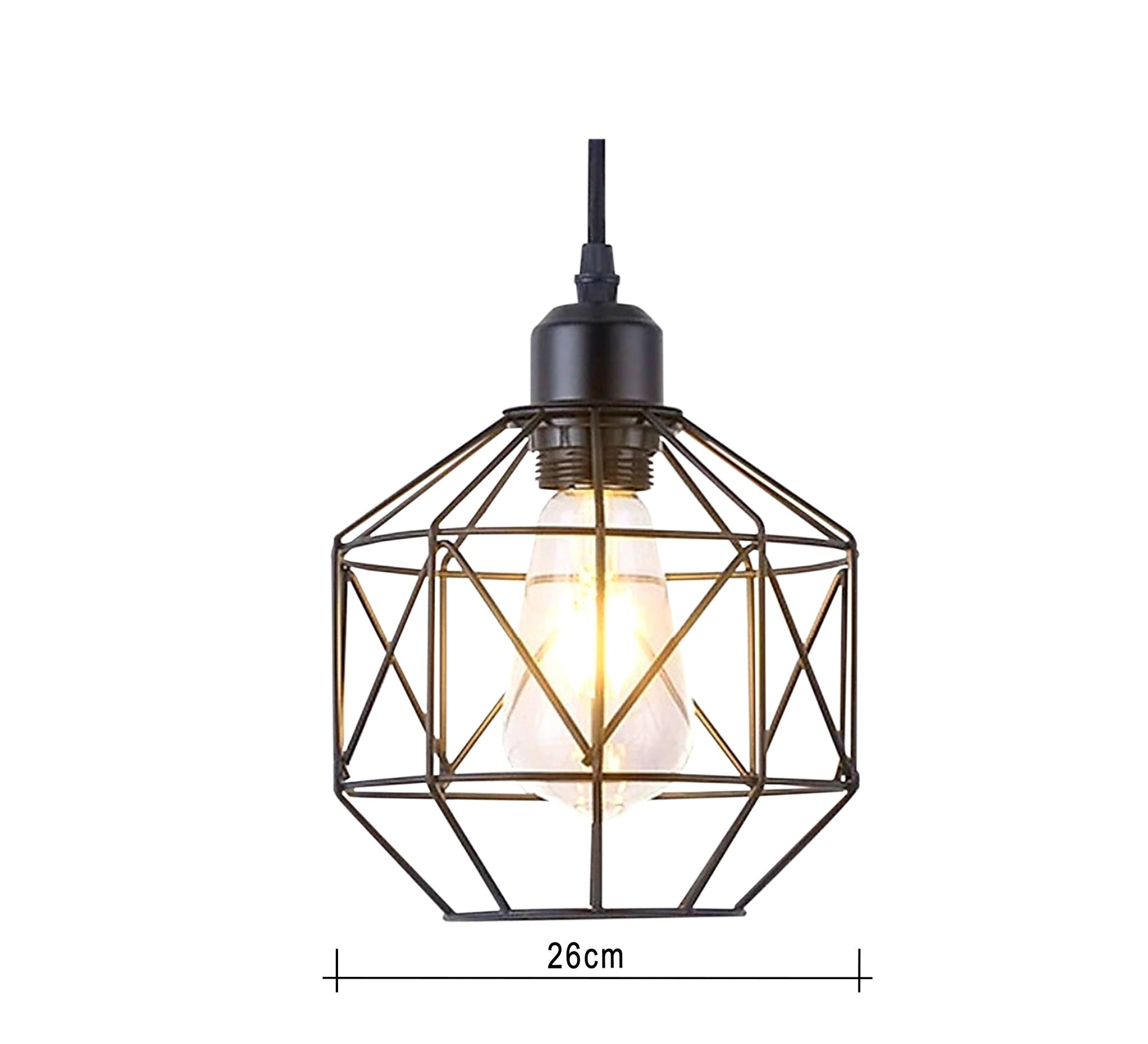 Modern Chandelier with Three Black Metal Cages at Different Heights - Vitrine Furniture - Lighting