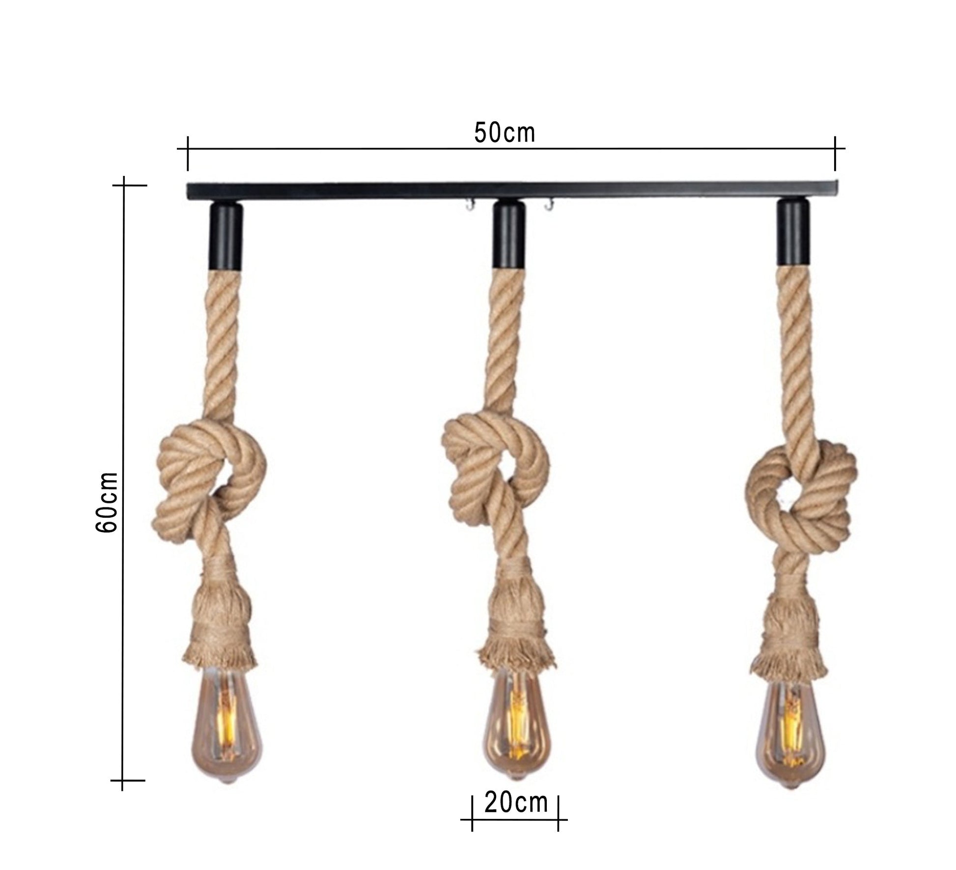 Modern Chandelier with Three Hanging Light Fixtures Suspended by Cables - Vitrine Furniture - Lighting