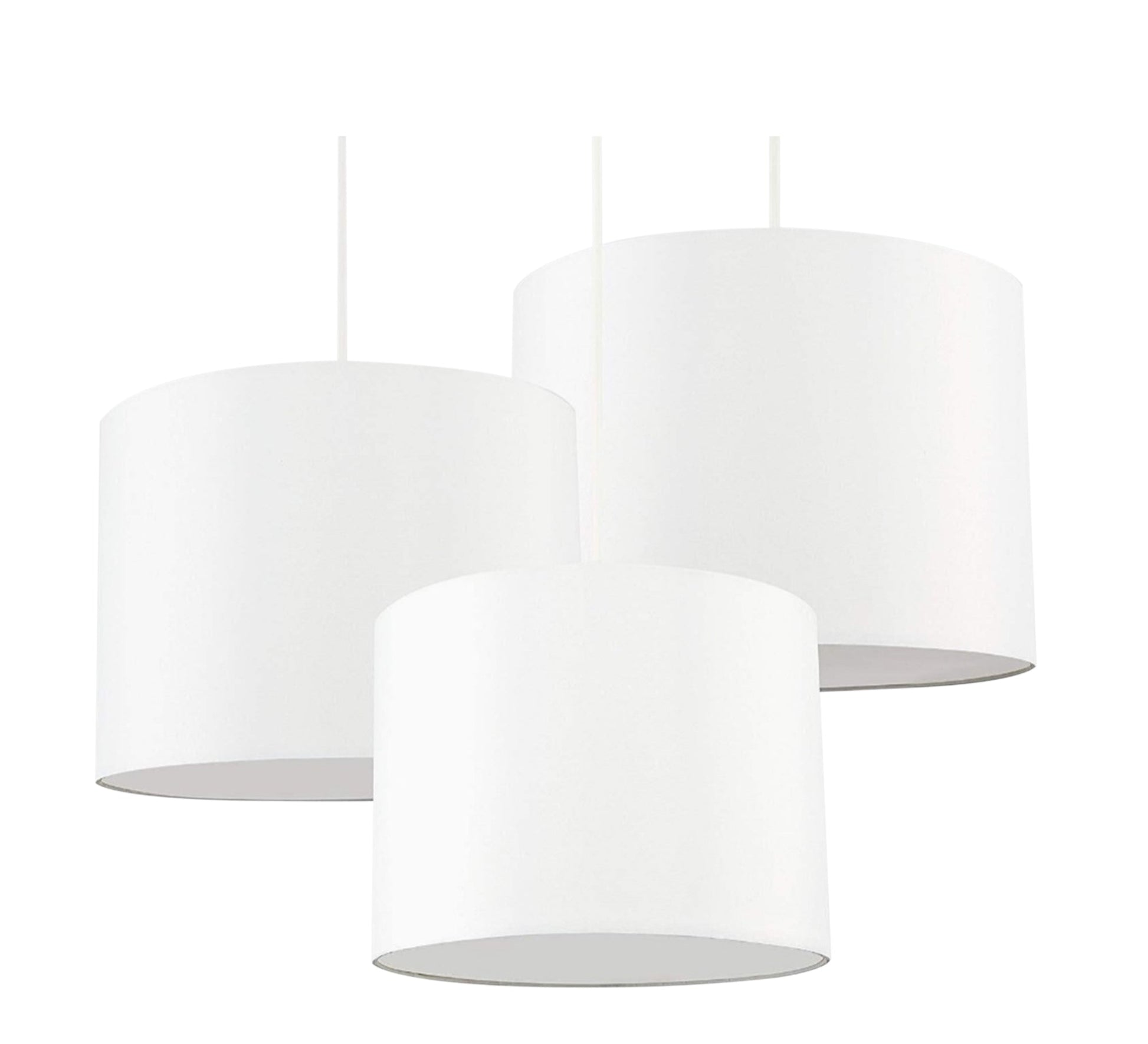 Modern Chandelier with Three White Cylinders at Different Heights - Vitrine Furniture - Lighting