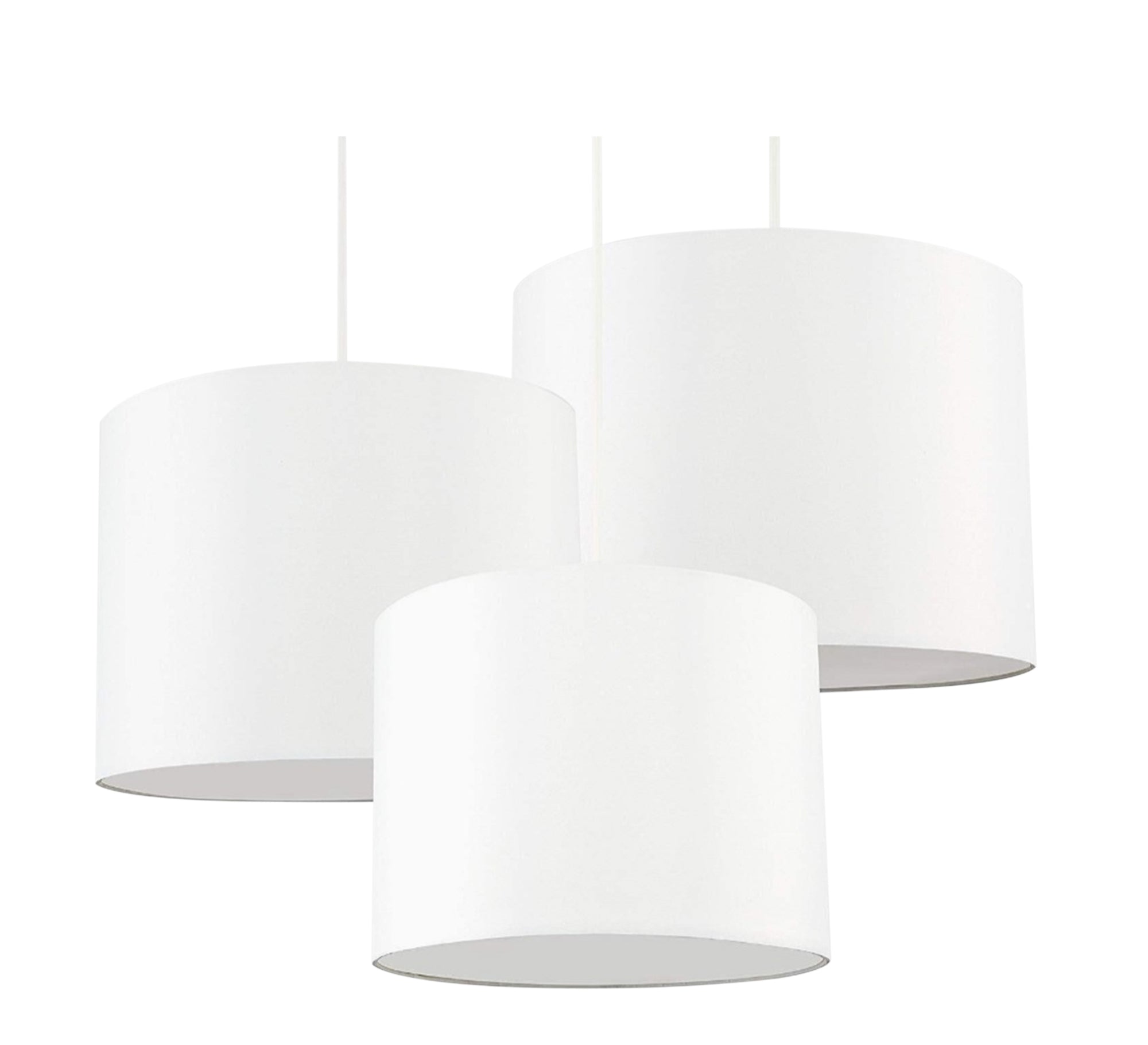 Modern Chandelier with Three White Cylinders at Different Heights - Vitrine Furniture - Lighting