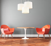 Modern Chandelier with Three White Cylinders at Different Heights - Vitrine Furniture - Lighting