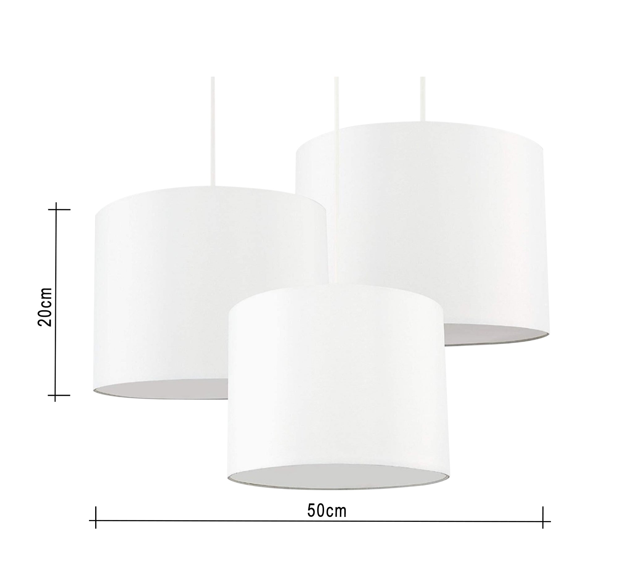Modern Chandelier with Three White Cylinders at Different Heights - Vitrine Furniture - Lighting