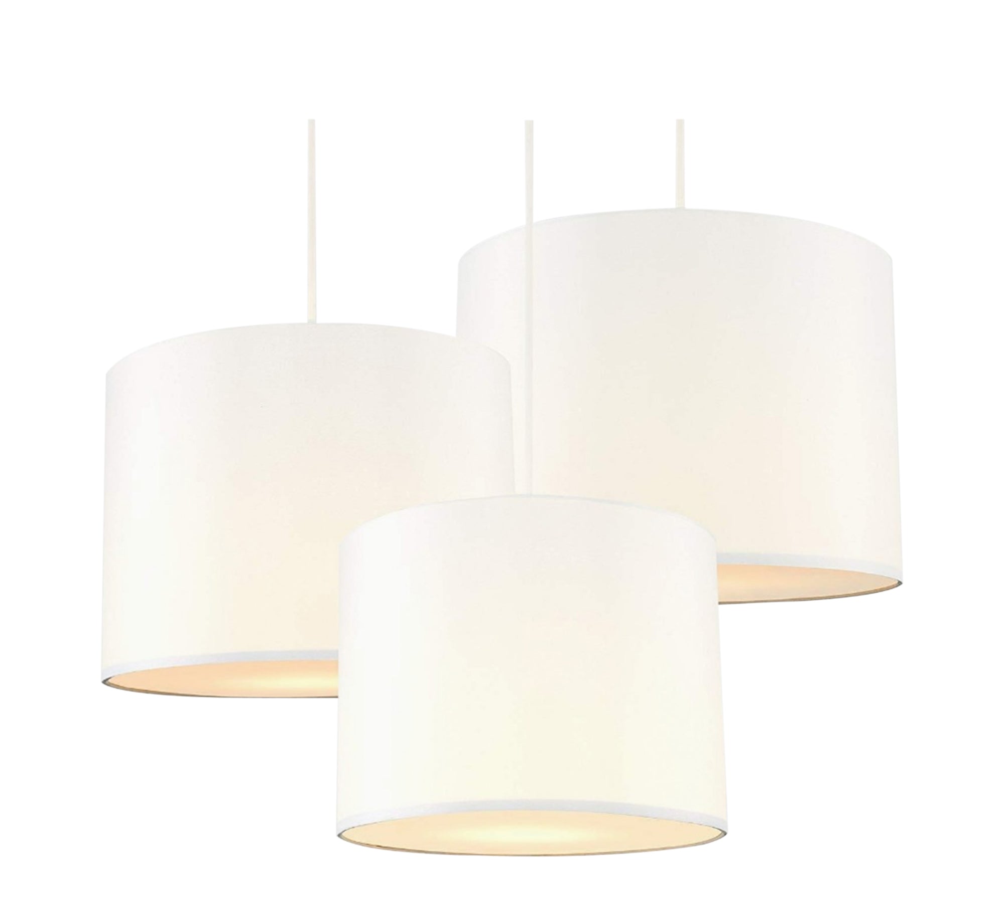 Modern Chandelier with Three White Cylinders at Different Heights - Vitrine Furniture - Lighting