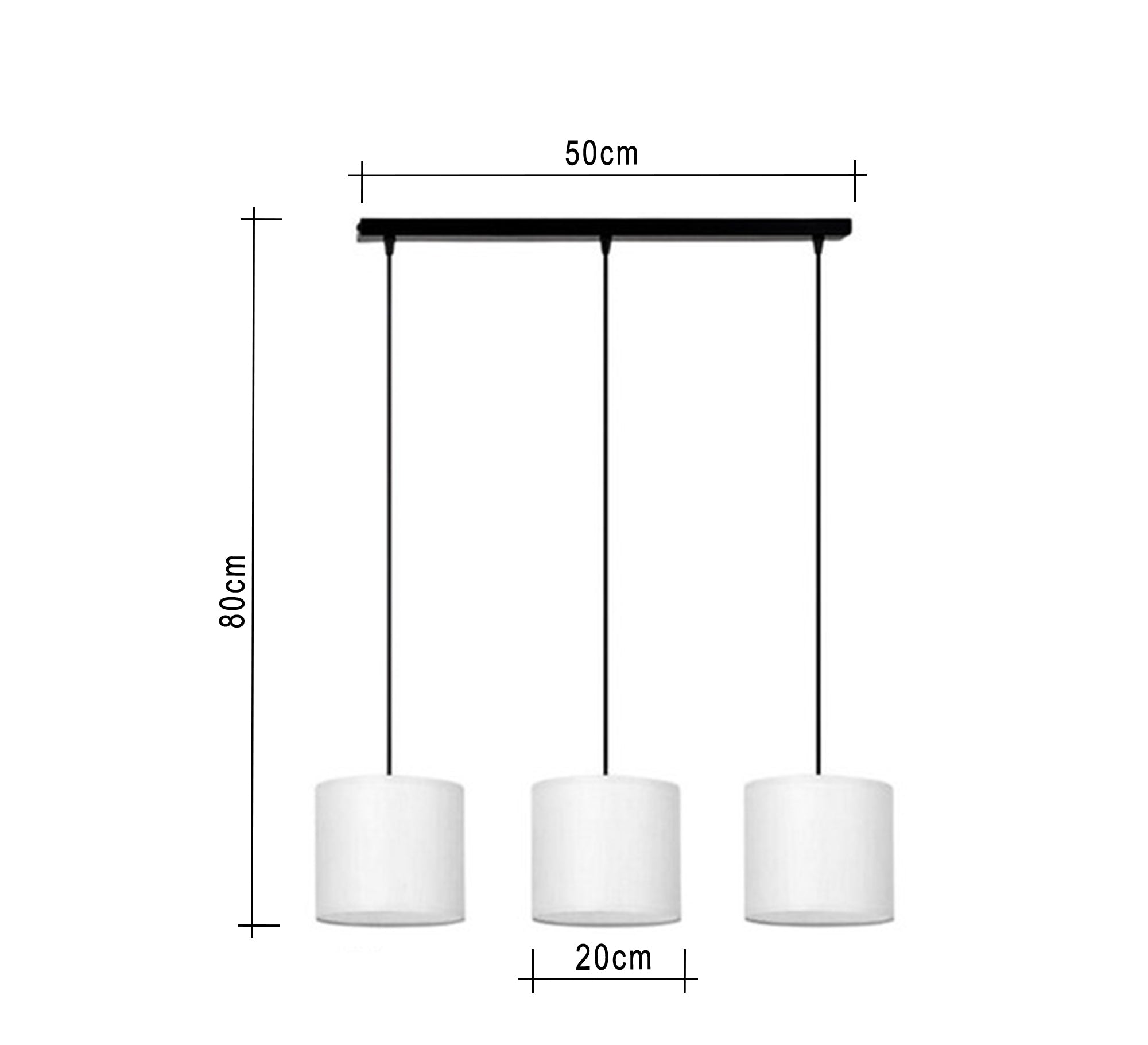 Modern Chandelier with Three White Cylinders at Equal Heights - Vitrine Furniture - Lighting