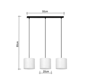 Modern Chandelier with Three White Cylinders at Equal Heights - Vitrine Furniture - Lighting