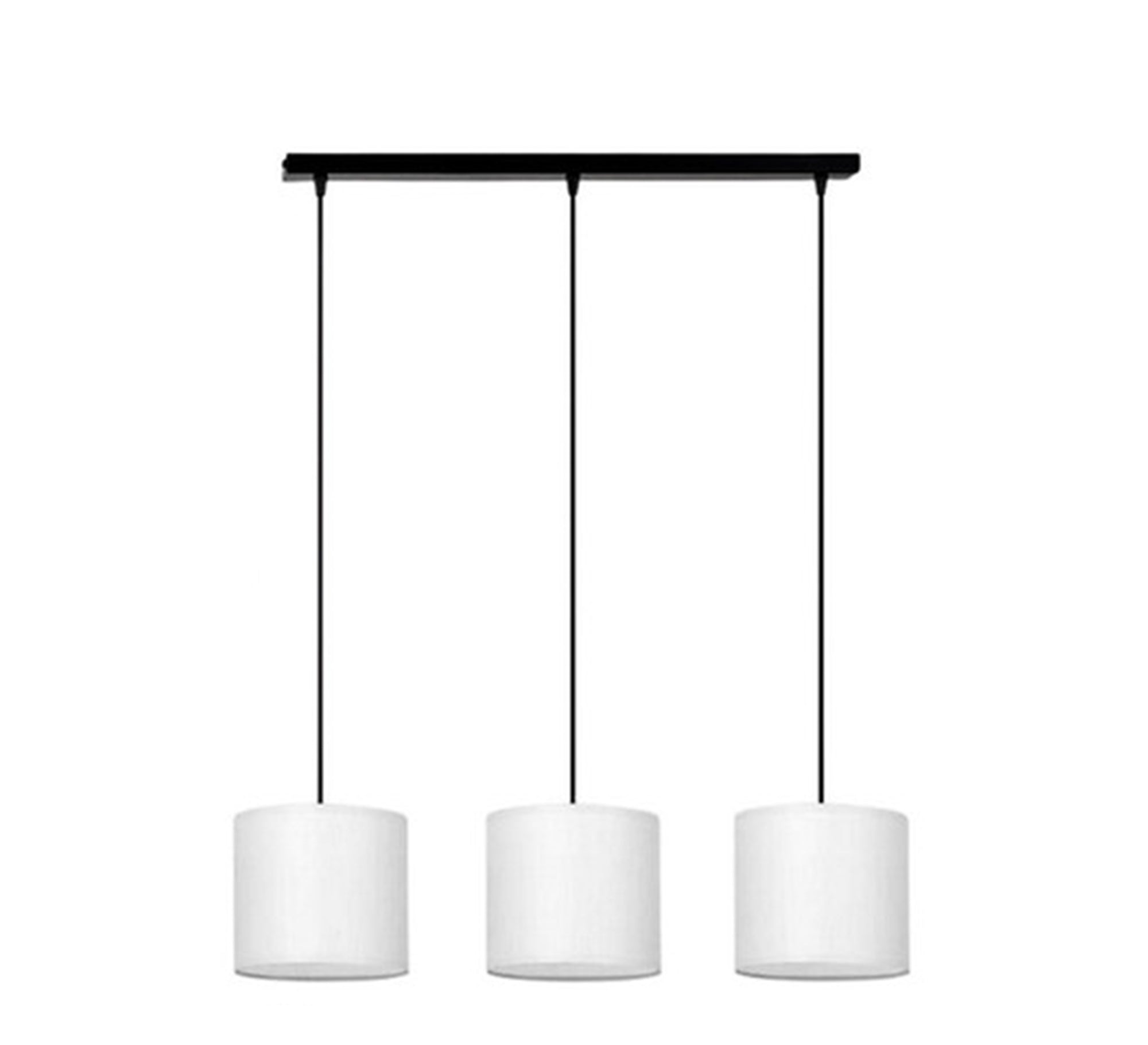 Modern Chandelier with Three White Cylinders at Equal Heights - Vitrine Furniture - Lighting