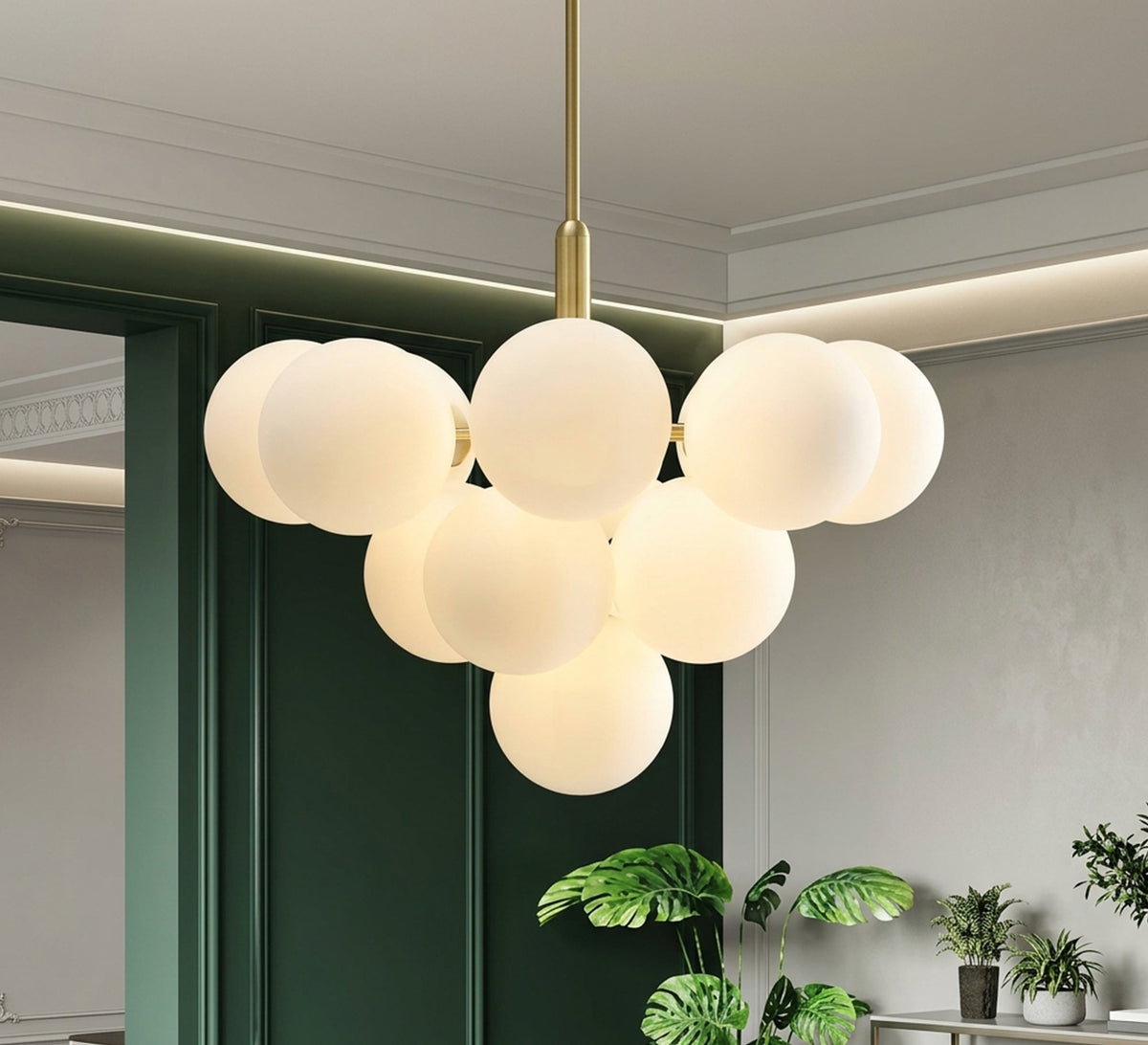 Modern cluster ceiling chandelier with a gold accent - Vitrine Furniture - Ceiling lights