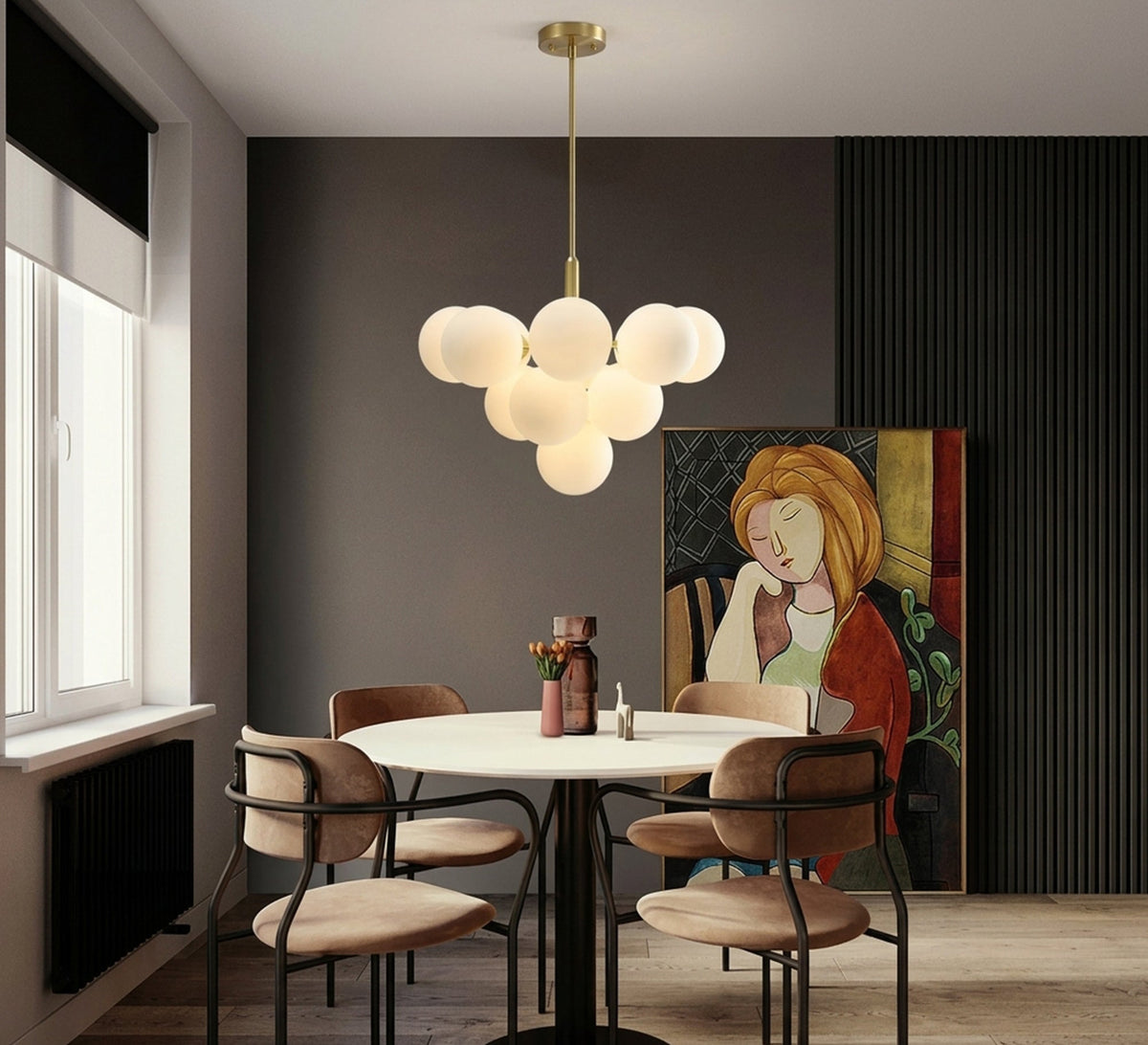 Modern cluster ceiling chandelier with a gold accent - Vitrine Furniture - Ceiling lights