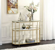 Modern console in gold color and glass shelves - Vitrine Furniture - Furniture