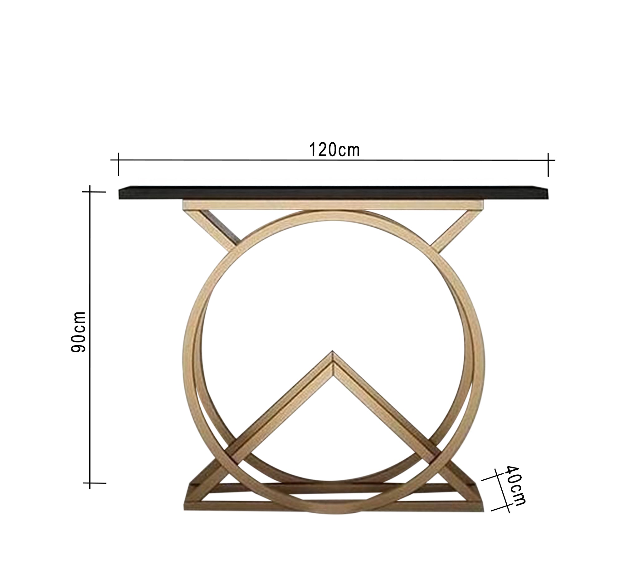 Modern console with a gold base and a wooden top - Vitrine Furniture - Furniture