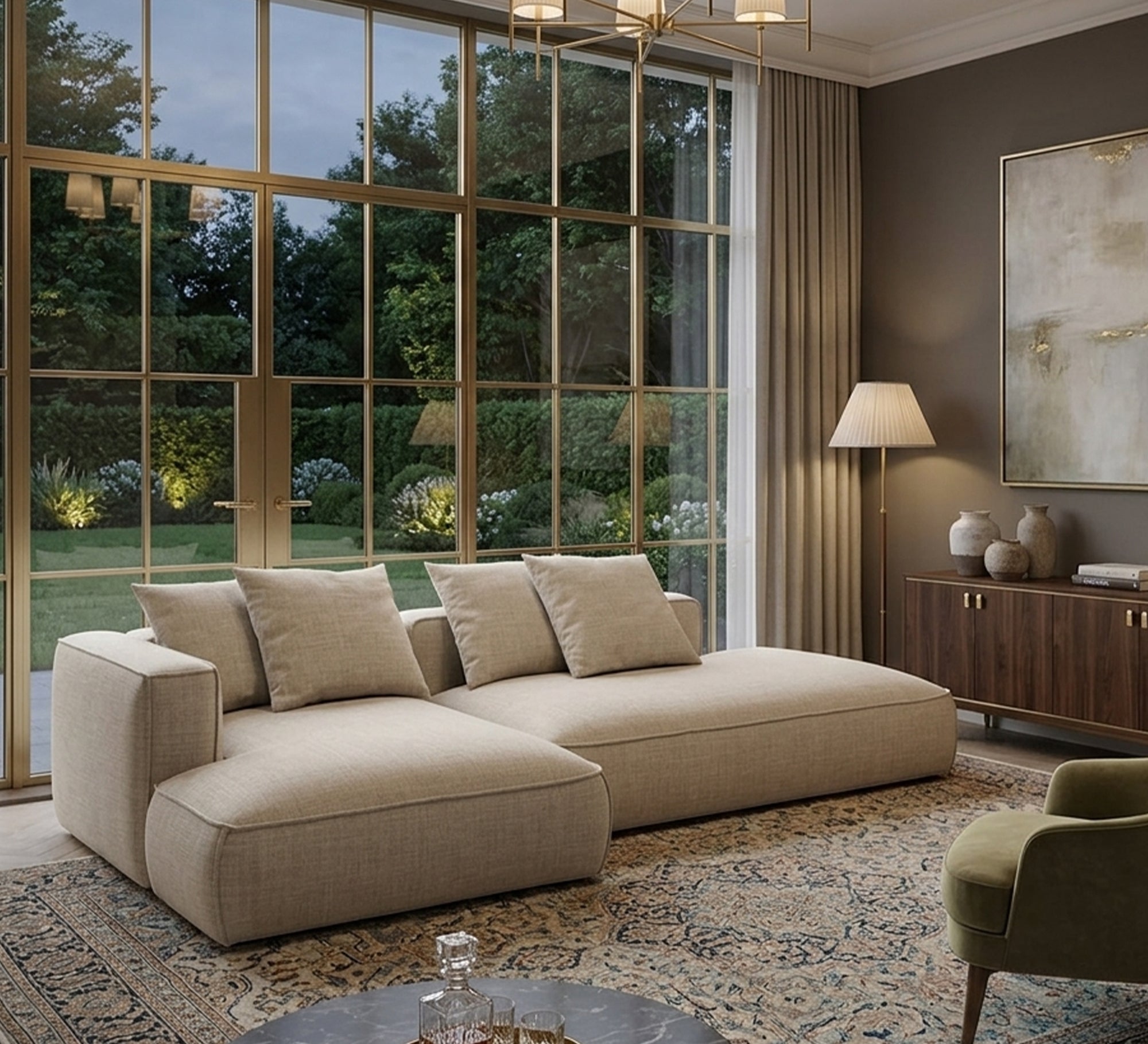 Modern corner design - Vitrine Furniture - L - shape sofa set