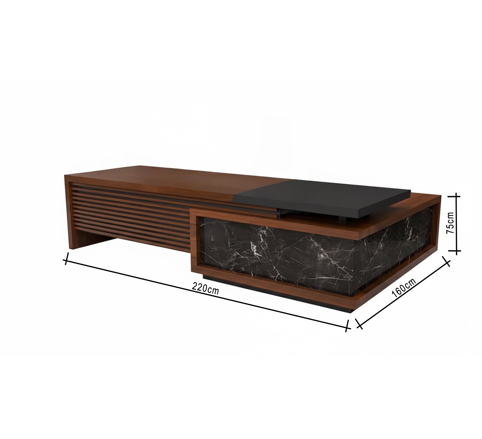 Modern corner desk with a ribbed front panel - Vitrine Furniture - Furniture