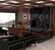 Modern corner desk with a ribbed front panel - Vitrine Furniture - Furniture