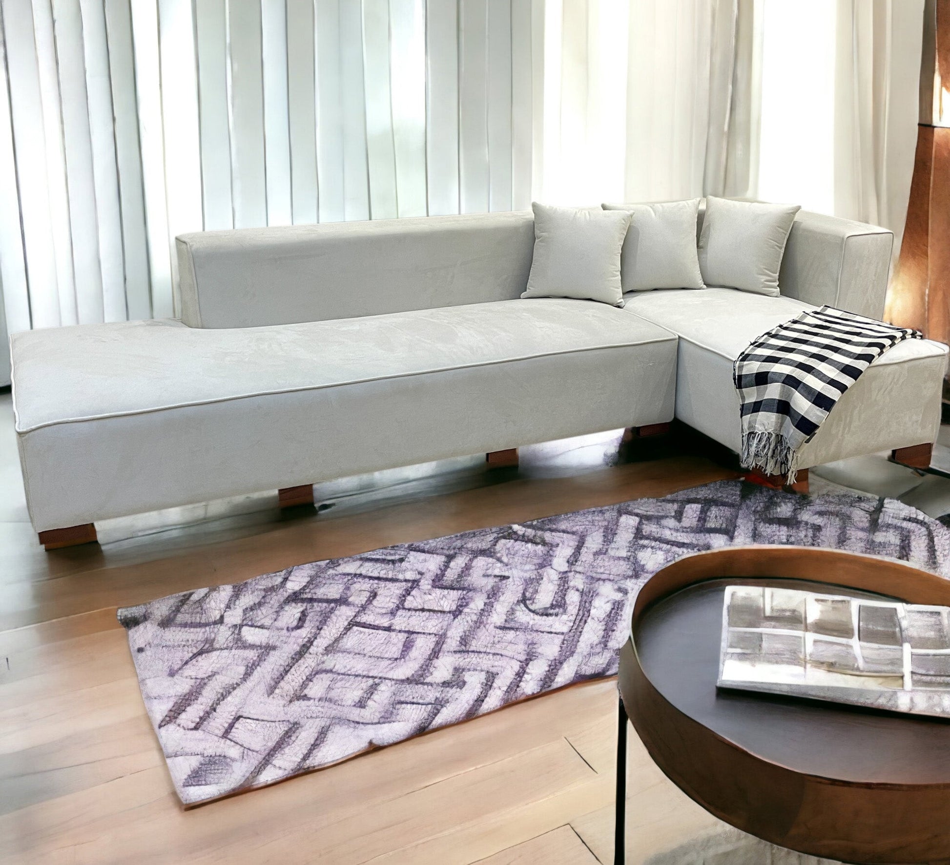 Modern corner in beige - Vitrine Furniture - L - shape sofa set