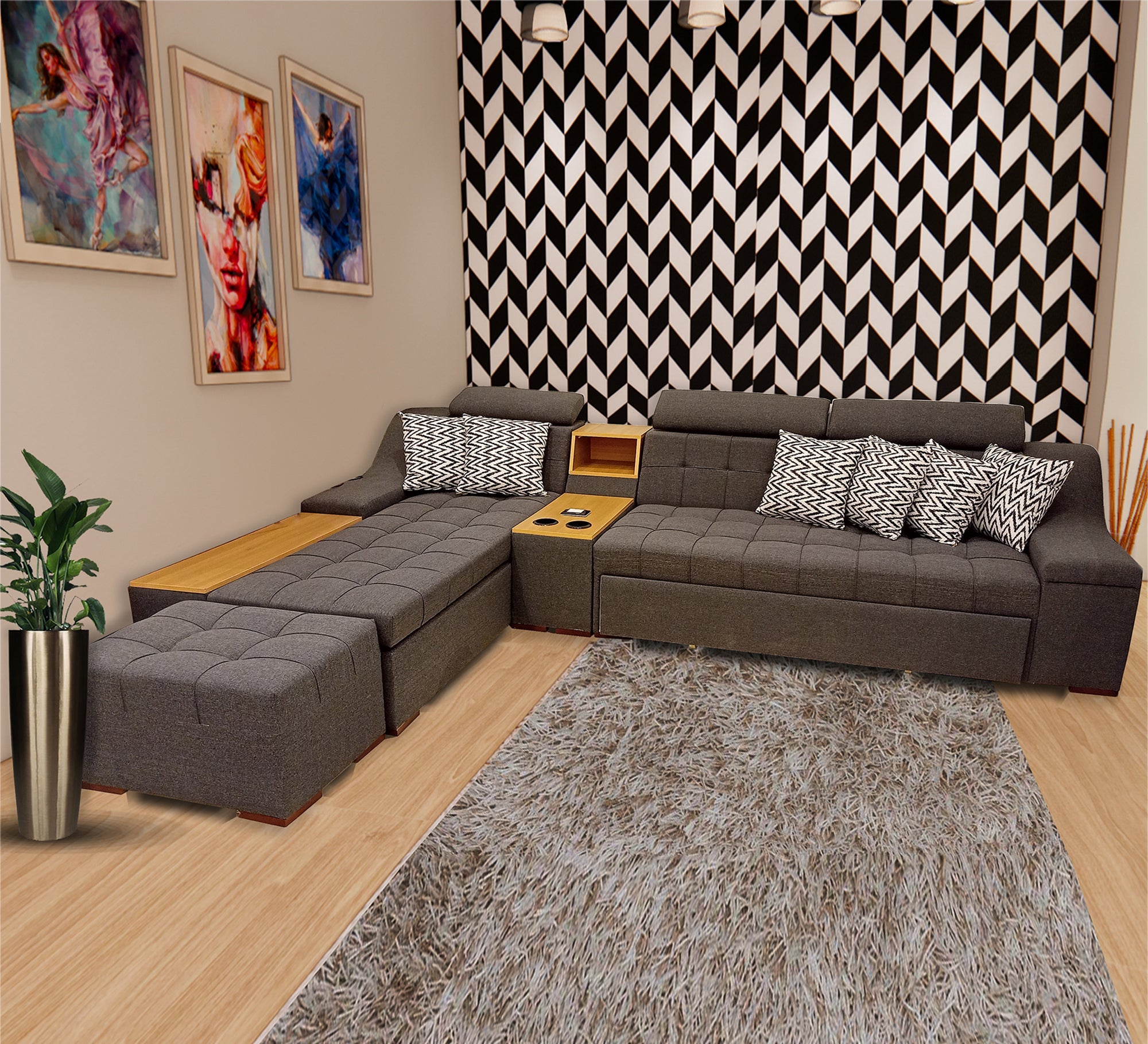 Modern Corner Set with Chic, Minimalist Design - Vitrine Furniture - Living room Sofas