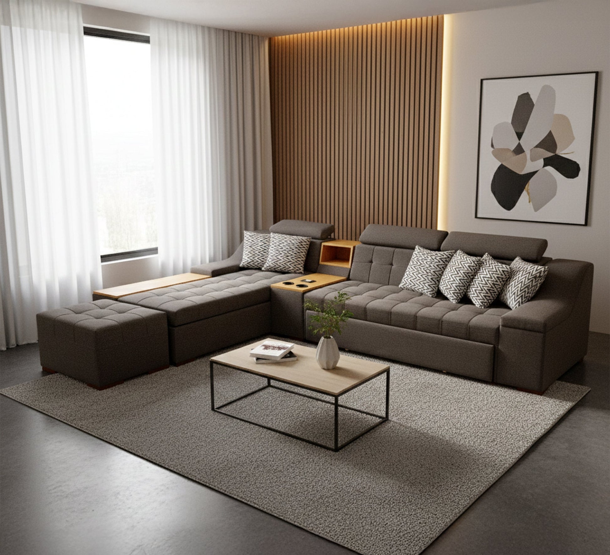 Modern Corner Set with Chic, Minimalist Design - Vitrine Furniture - Living room Sofas