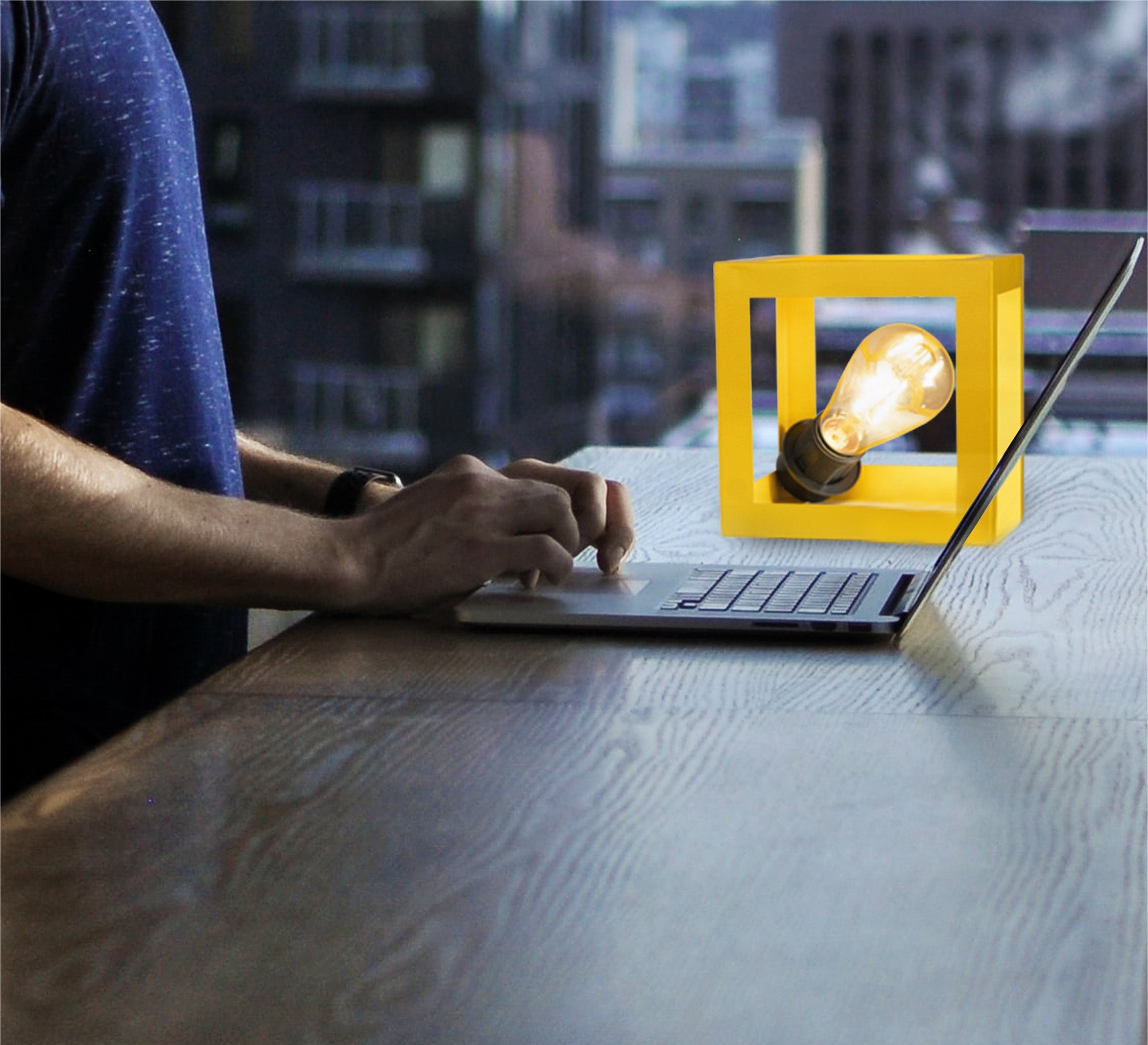 Modern cube yellow metal lampshade - Vitrine Furniture - Lighting