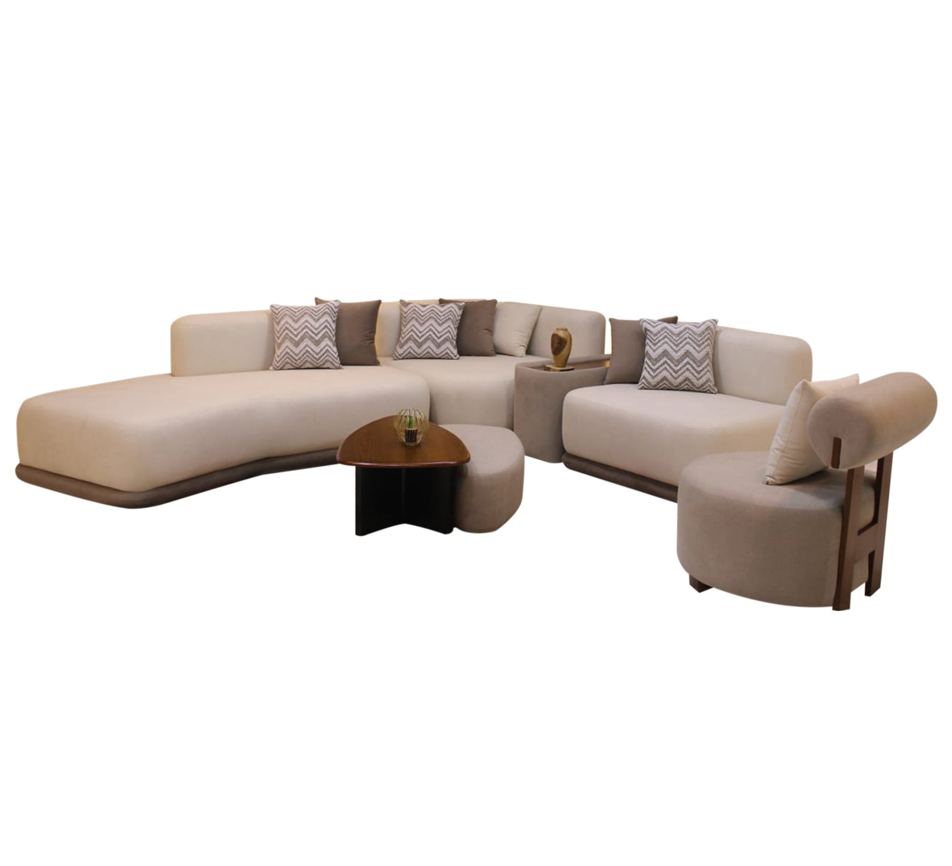 Modern curved corner in beige - Vitrine Furniture - Furniture