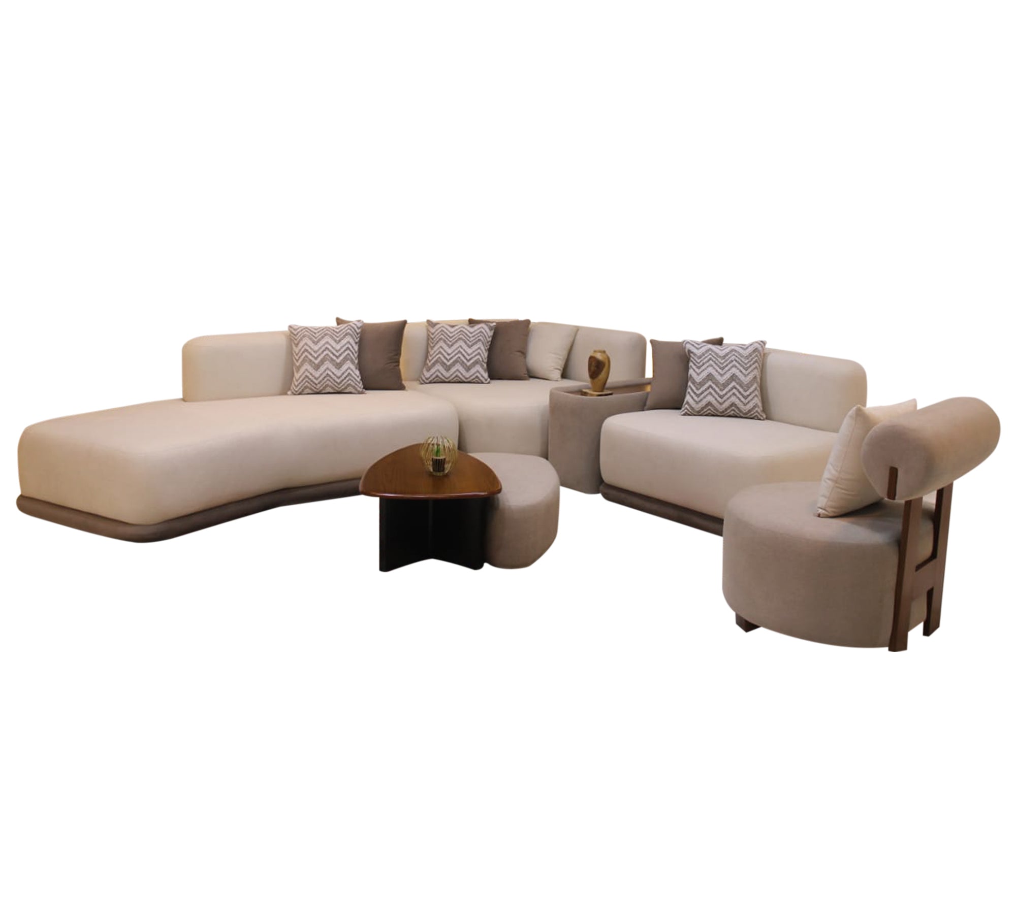 Modern curved corner in beige - Vitrine Furniture - Furniture