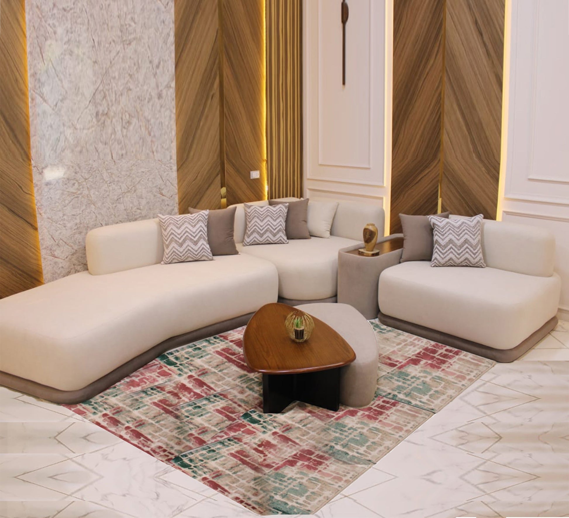 Modern curved corner in beige - Vitrine Furniture - Furniture