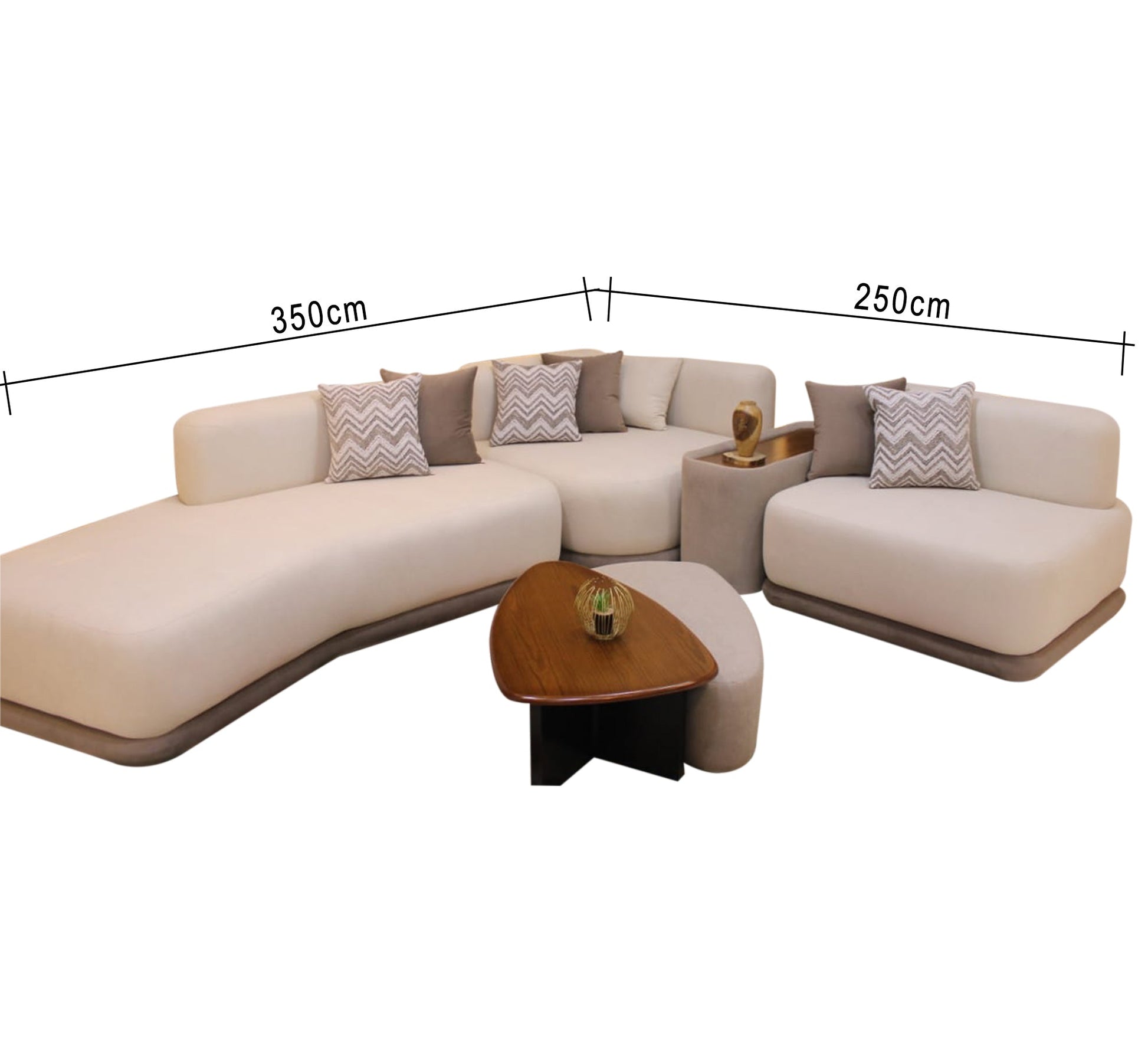 Modern curved corner in beige - Vitrine Furniture - Furniture