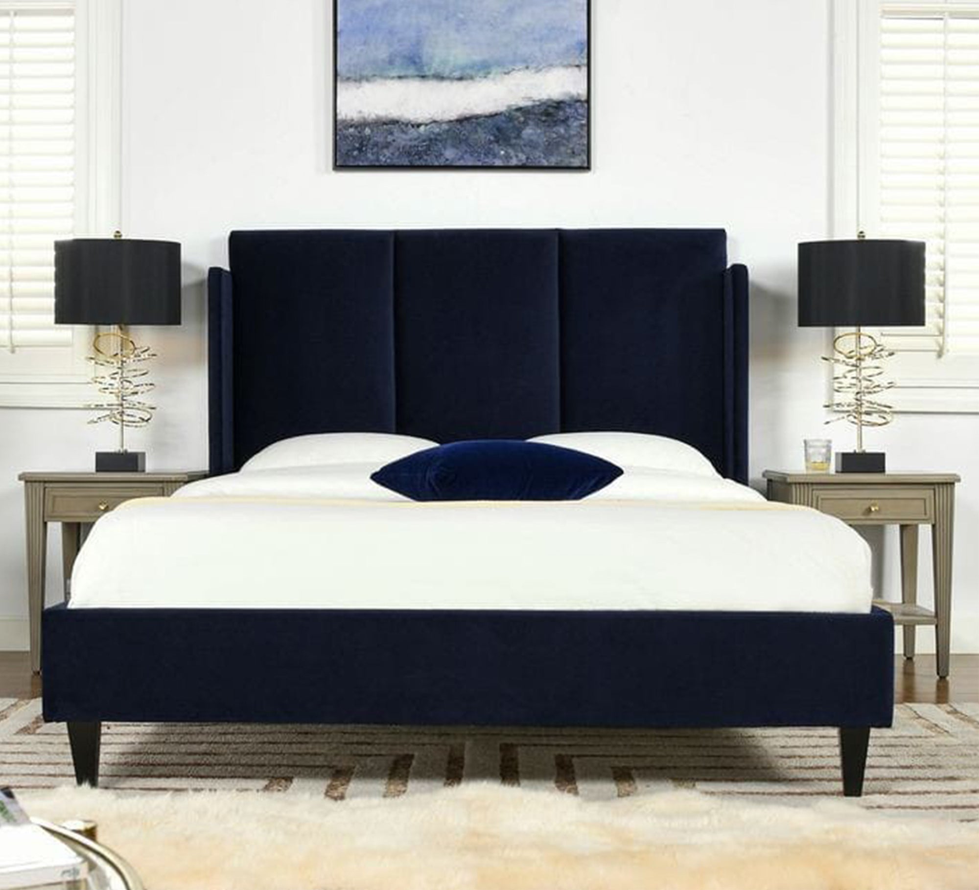 Modern dark blue bed - Vitrine Furniture - Furniture